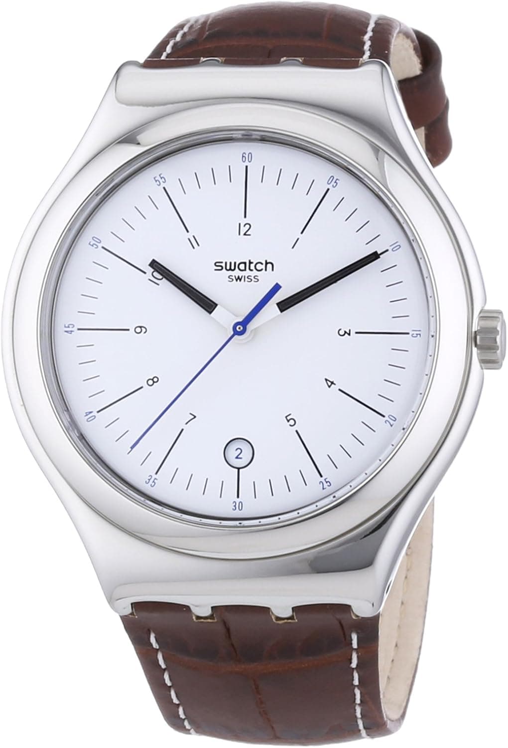 Swatch Appia Leather Mens Watch - Silver