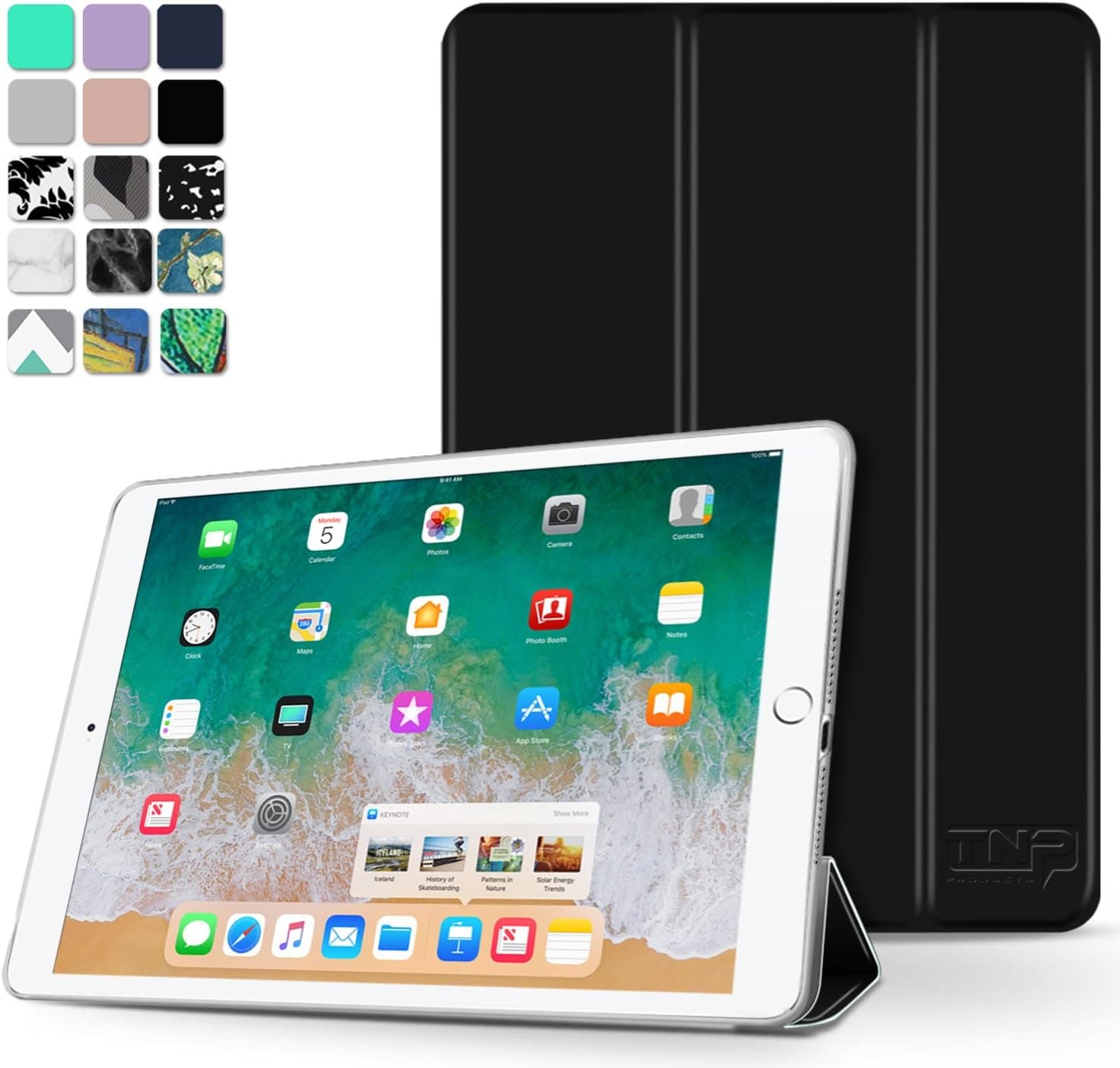 TNP iPad Mini 4 Case (Black) - Ultra Slim Lightweight Folio Smart Cover Stand with Auto Sleep Wake Feature and Hard Rubberized Back for Apple iPad Mini 4 7.9 Inch Tablet 2015 Release