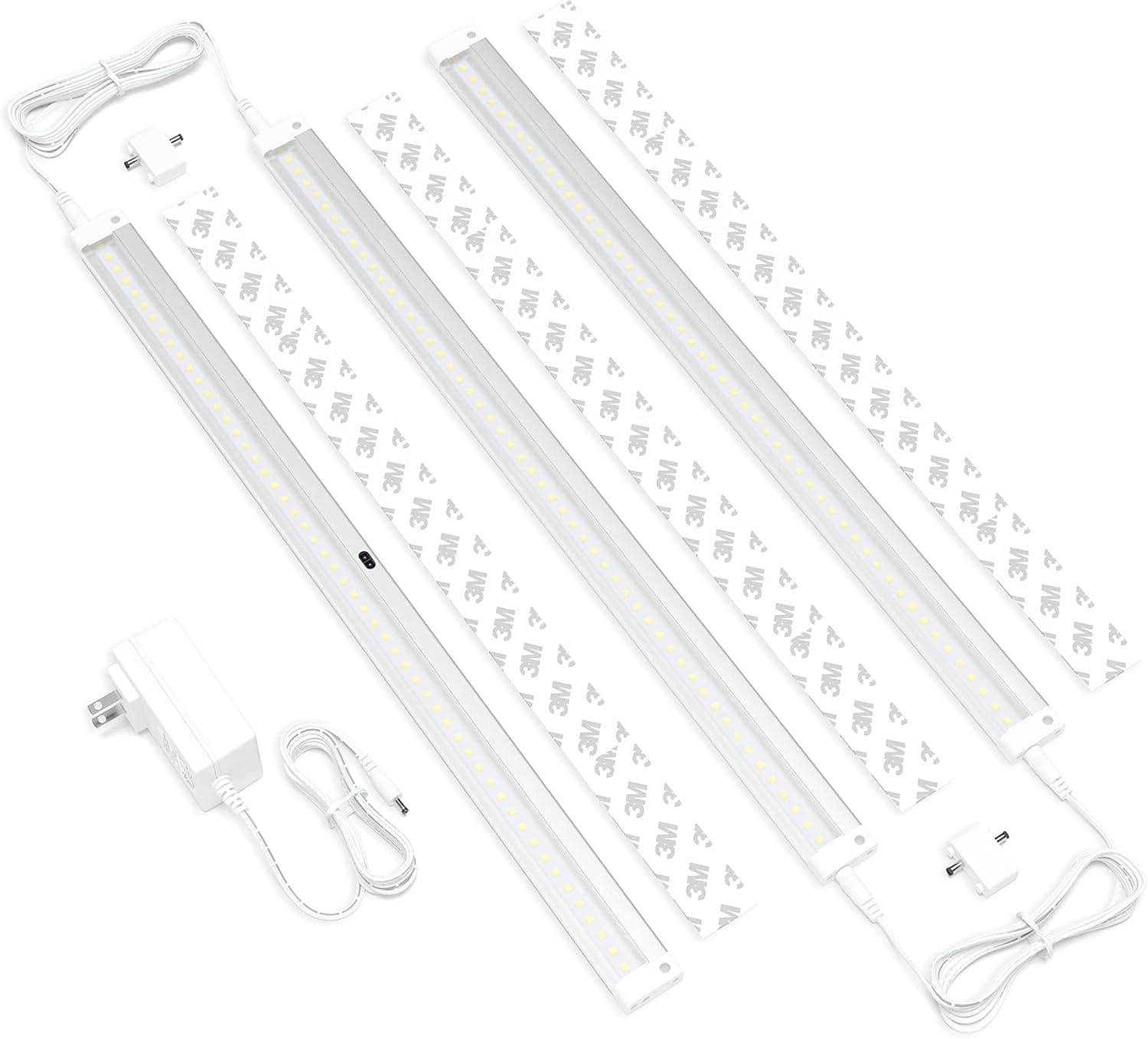 EShine Hand Wave Activated Under Cabinet LED Lighting Kit, Dimmable, 3-Pack 20 in - Touchless Dimming Control, White Under Counter Lights for Kitchen, Garage, Office, Desk - Cool White (6000K)