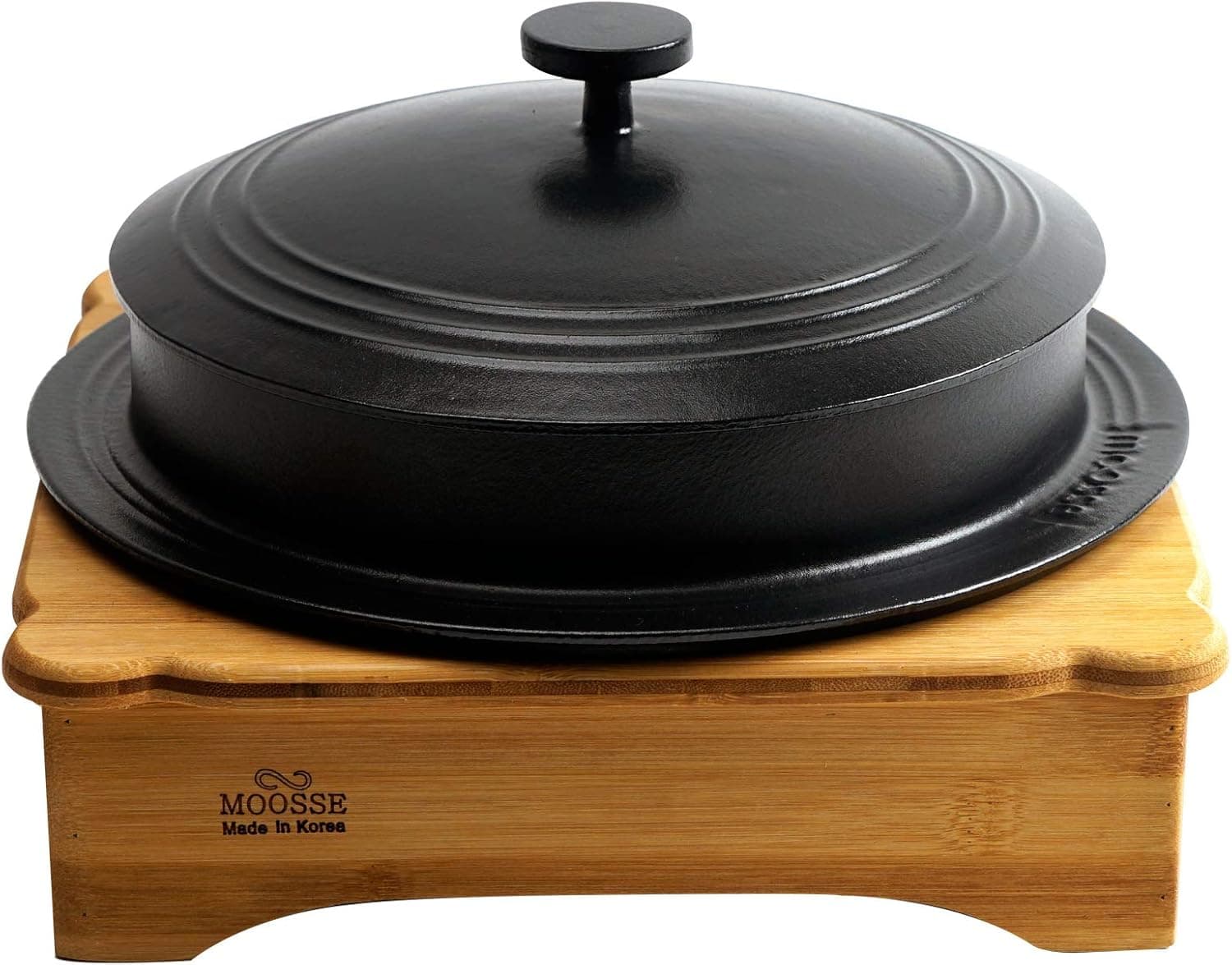 MOOSSE Gamasot Premium Korean Dutch Oven, Rice Pot, Enameled Cast Iron Pot with Lid, Korean Stone Bowl for Induction Cooktop, Stove, Oven, No Seasoning Required (8.7” (22cm))
