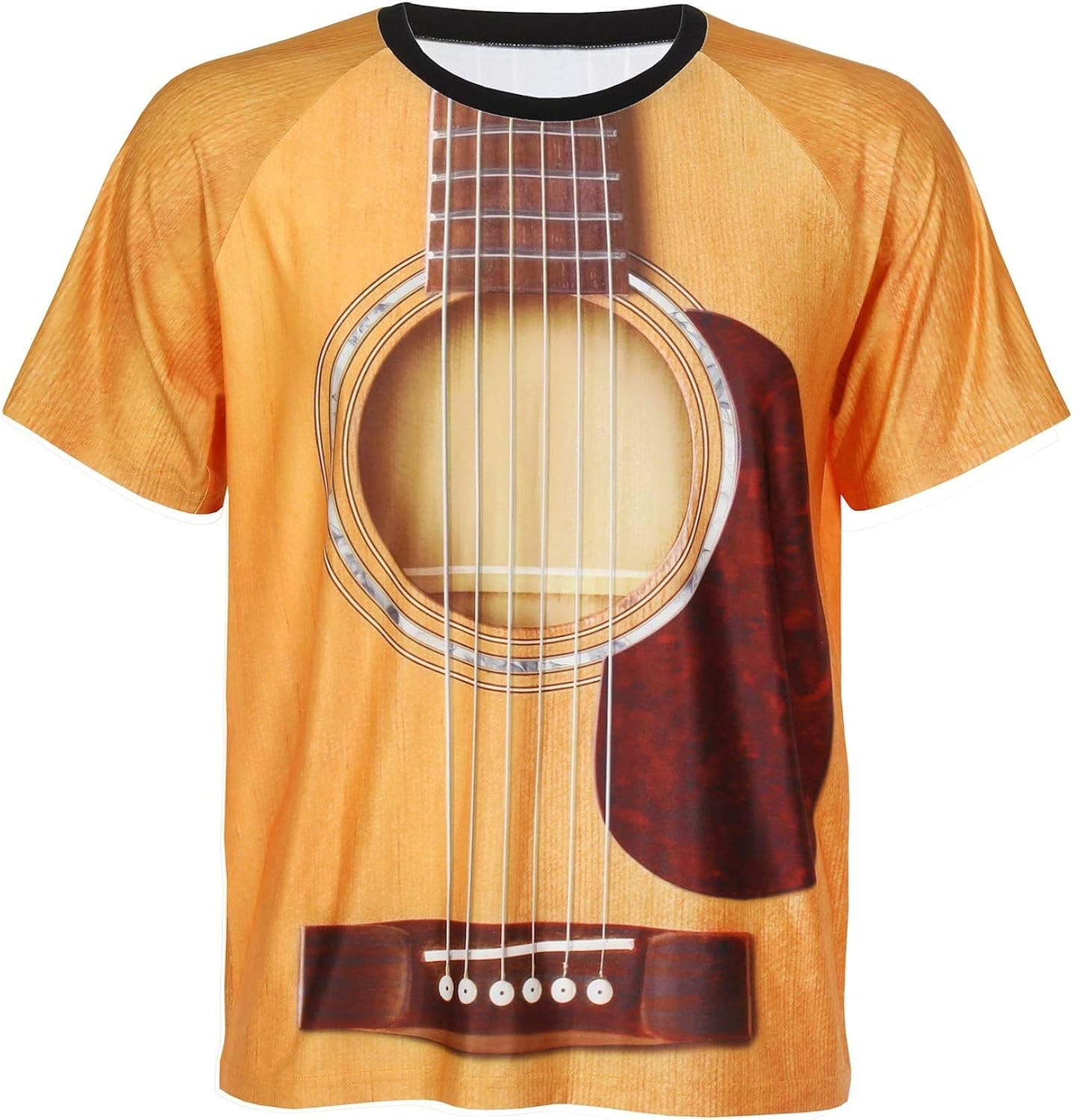 American Mills Mens Sublimated Guitar T-Shirt Top - Musical Instrument Tee - 2X Brown