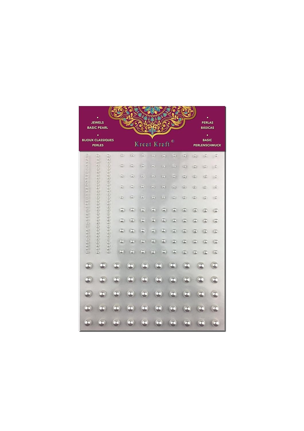 Pearl sticker self adhesive back 3 strips and assorted size 150pcs