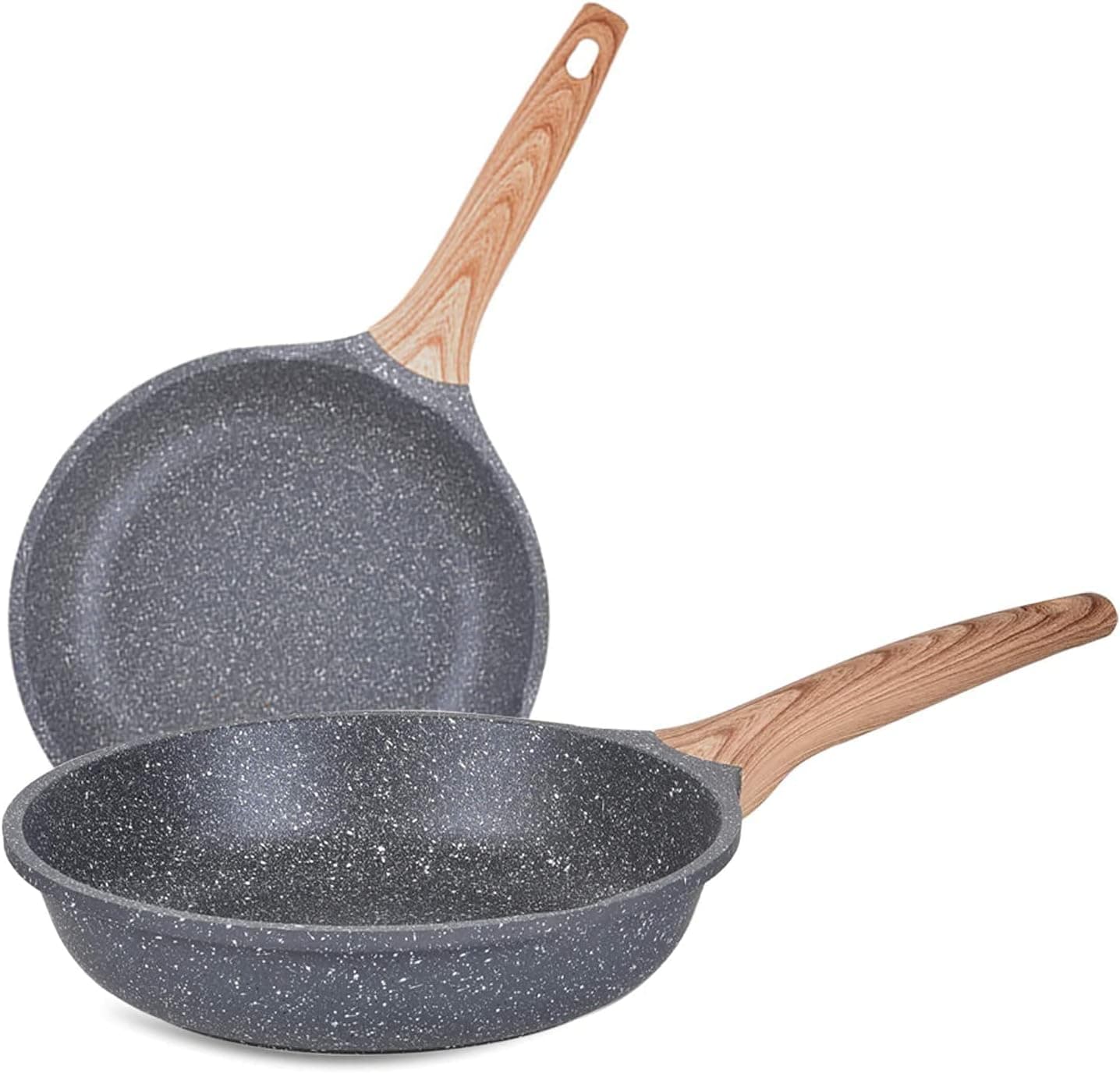 Caannasweis Nonstick Pan, Nonstick Stone Frying Pan, Best Nonstick Omelette Skillet with Soft Touch Handle, Induction Compatible (8+10 inch) Fast Shipping