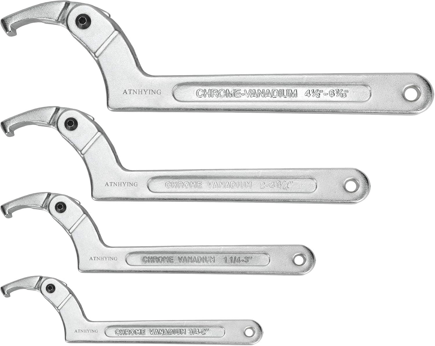 ATNHYING 4 pcs Spanner Wrench Set, Adjustable C Pin Spanner Hook Wrench Tool for Machine Tools, Vehicles, Mechanical Equipments,Round Head3mm5mm6mm8mm (4pcs Square Head)