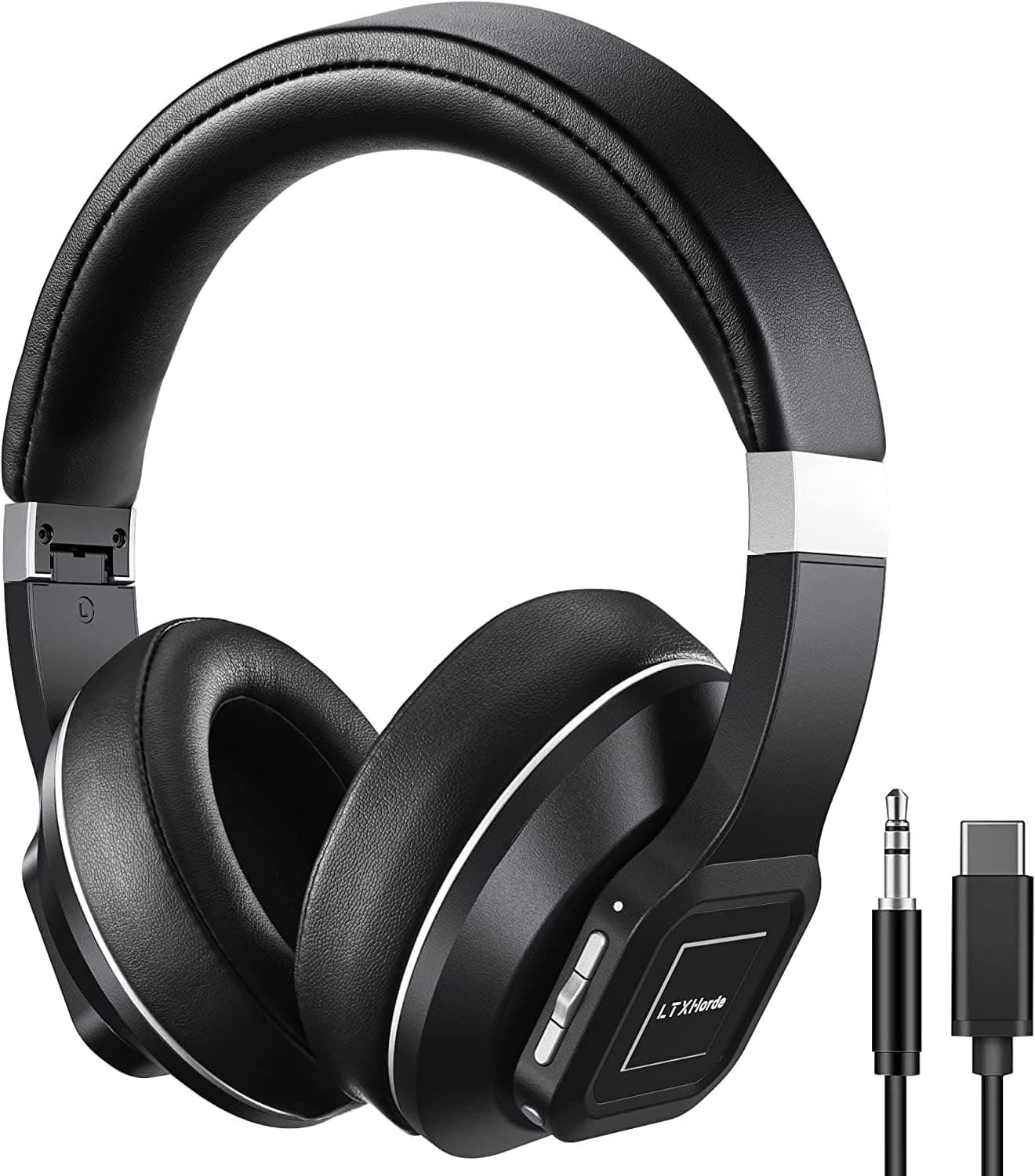Active Noise Cancelling Headphones, LTXHorde Wireless Over Ear Bluetooth Headphones with 40H Playtime, 5 EQ Modes, Deep Bass, Built-In HD microphone, Foldable, Comfortable Fit for Home, Office, Travel