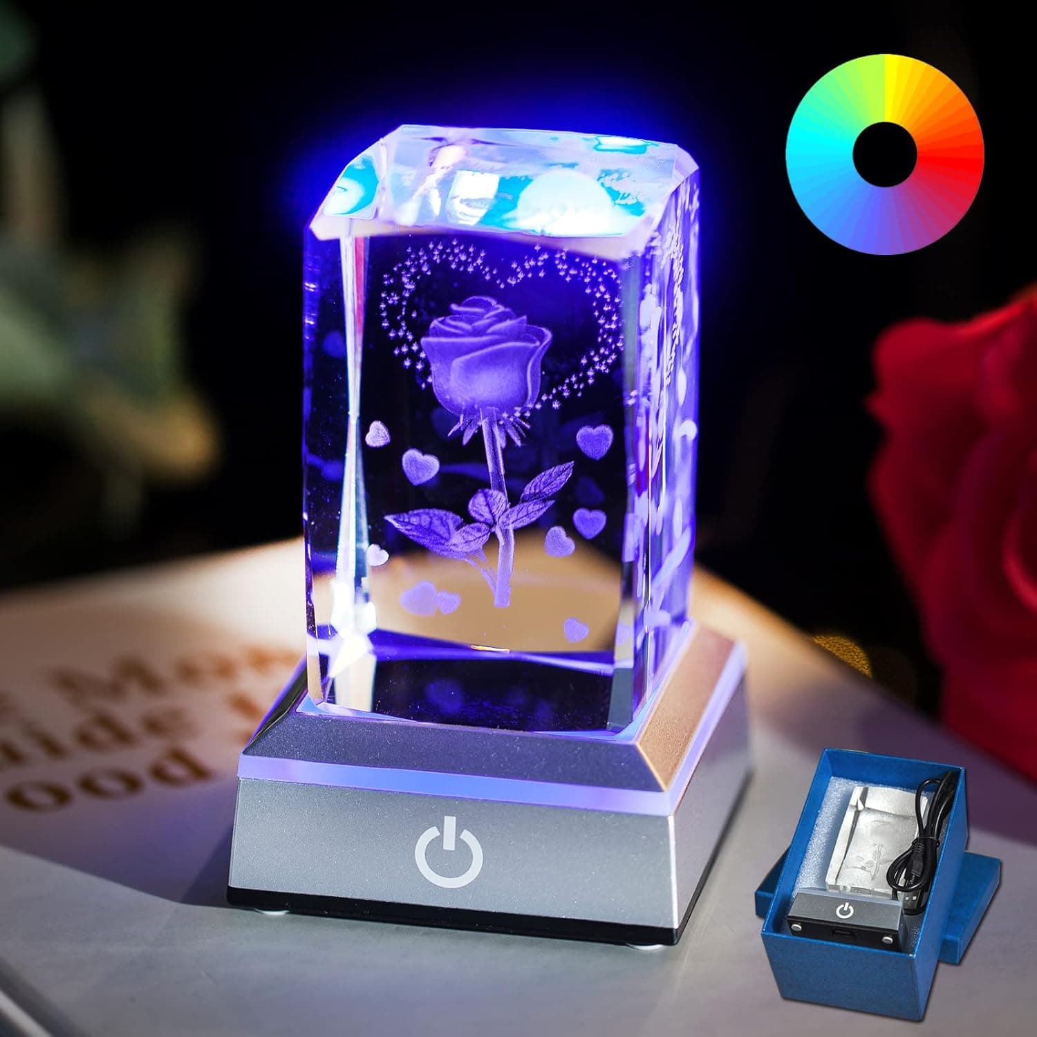 XDCYSJ Gifts for Women, 3D Rose K9 Crystal Ball Creative Night Light, Luxurious and Beautiful,Valentine's Day, Birthdays, Anniversaries, Etc,for Wife,Girlfriend,The Gift of Expressing a Hobby