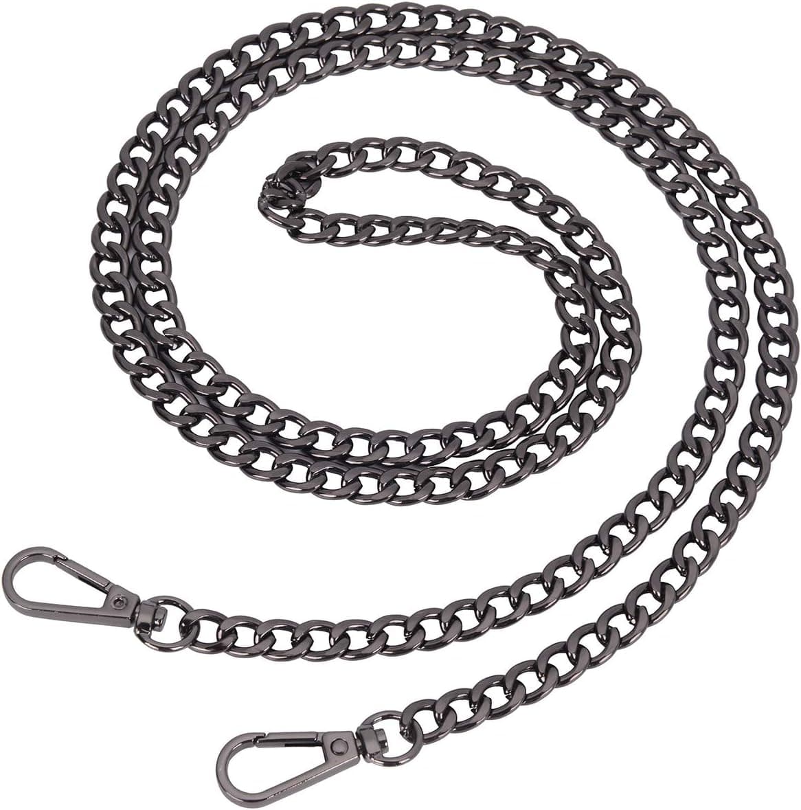 willikiva 47" DIY Flat Chain Strap 9mm Wide Handbag Chains Accessories Purse Straps Shoulder Cross Body Replacement Straps with Metal Buckles(Black Gold)