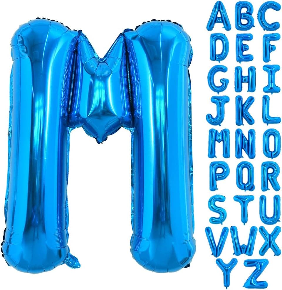 TONIFUL 40 Inch Large Blue Letter M Balloons Giant Alphabet Letter Balloons,Foil Mylar Big Balloons for Birthday Party Anniversary Supplies Decorations