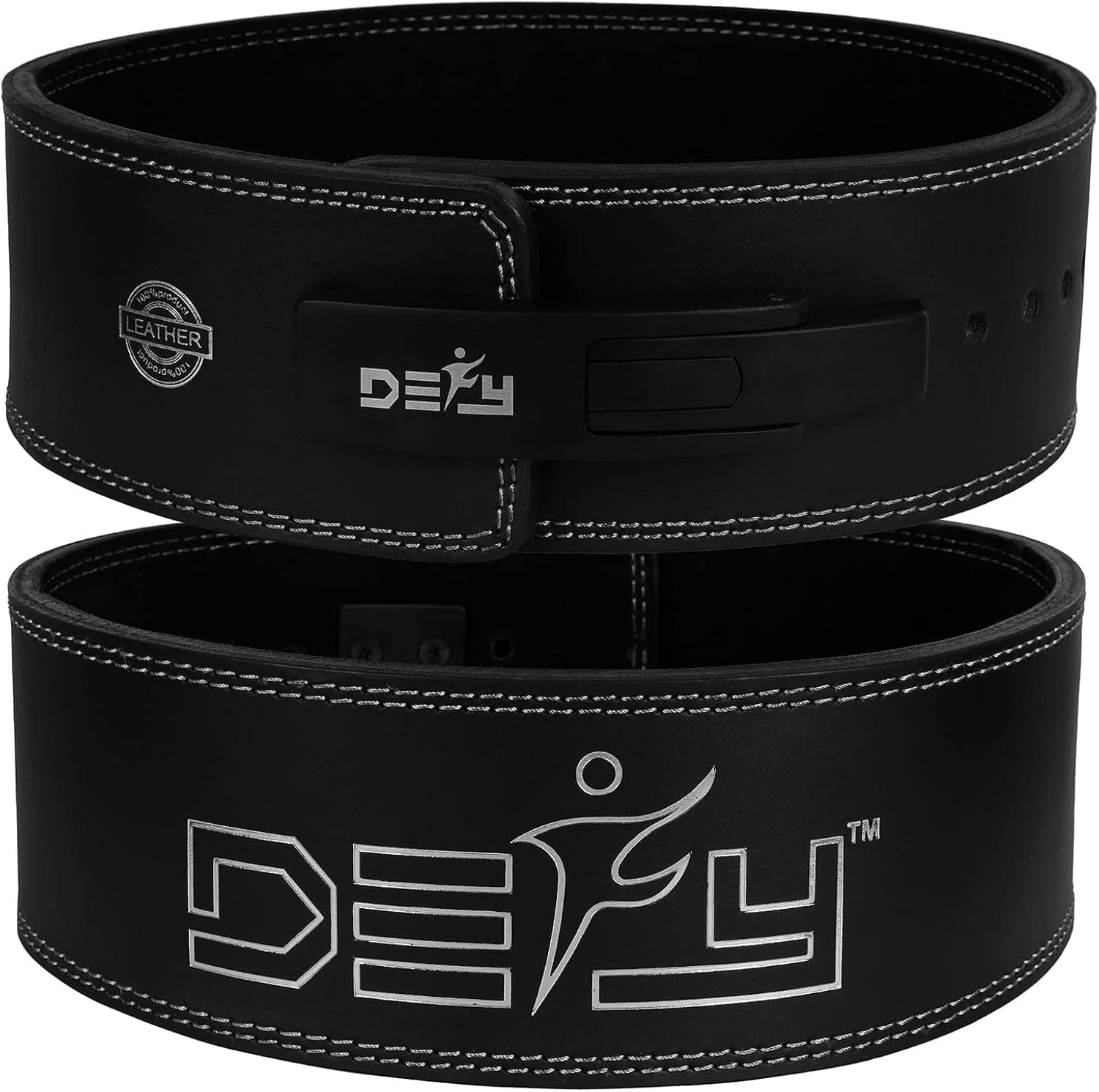 DEFY Weight Lifting Belt - 100% Cowhide Genuine Leather with Stainless Steel Buckle - Ideal Workout Equipment for Men & Women - 4" Wide Belt for Weightlifting, 10MM Gym Training Powerlifting Belt