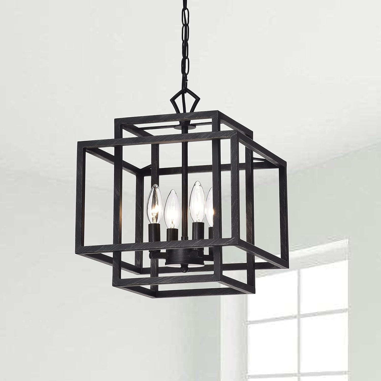 The Lighting Store Eleonor Antique Black 4-Light Ironwork Chandelier - 12 inches Long x 12 inches Wide x 55 inches high