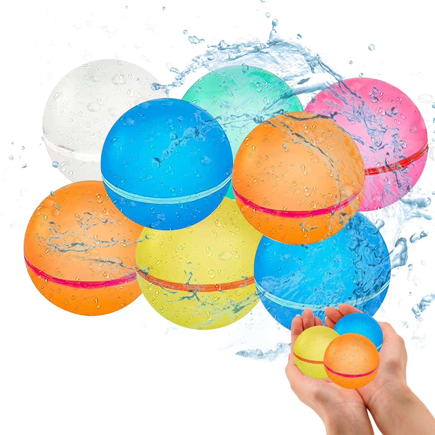 18Pcs Reusable Water Balloons, Water Balloons for Kids Boys & Girls, Water Balloons Self Sealing Quick Fill Water Outdoor Toys Reusable Water-Bomb Splash Balls for Water Playground Swimming Pool