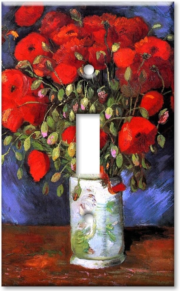 Art Plates - Single Gang Toggle OVERSIZE Switch Plate - OVER SIZE Wall Plate - Van Gogh: Poppies