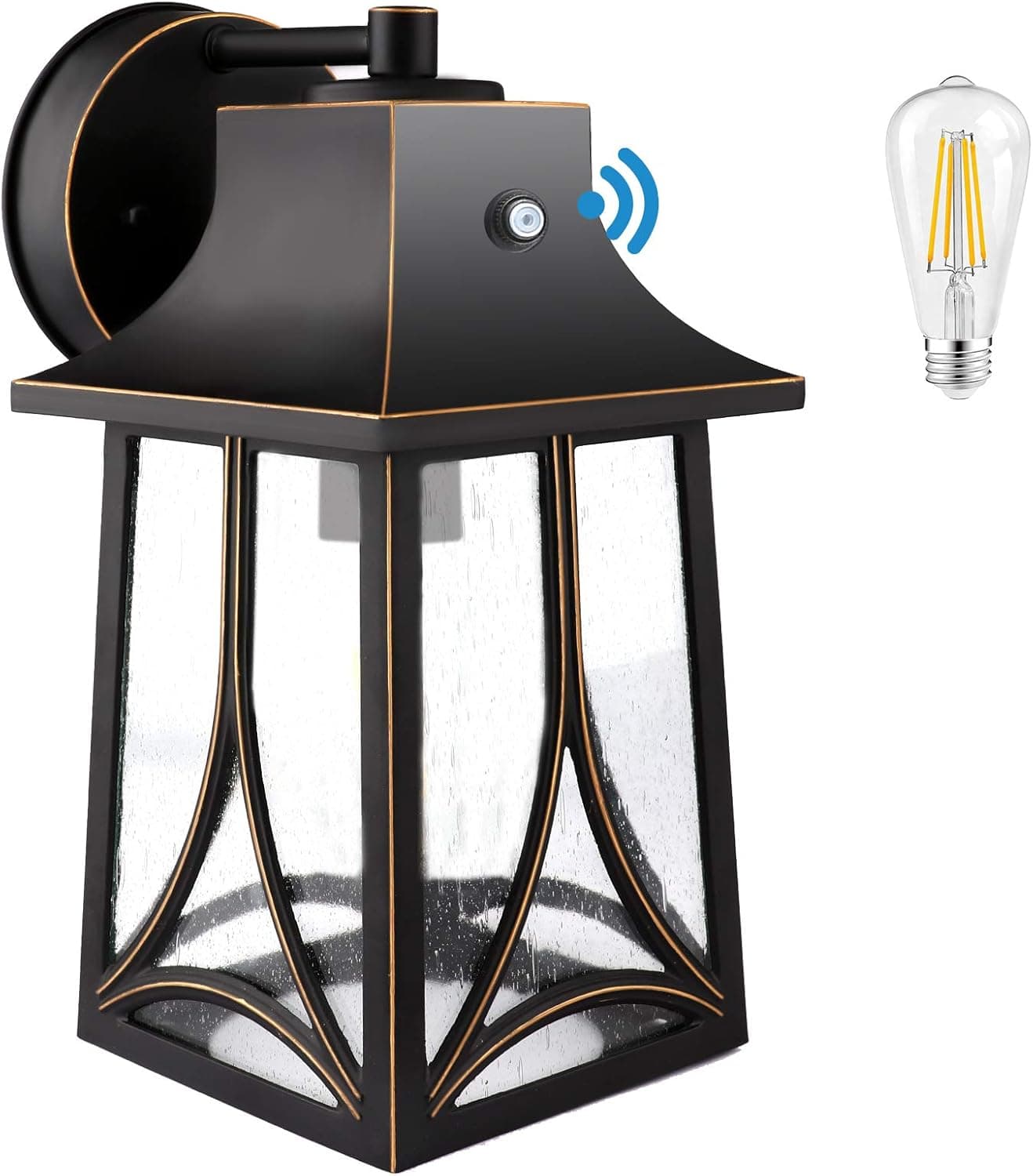 PARTPHONER Dusk to Dawn Outdoor Light Fixture Wall Mount, Aluminum Porch Light with Photocell Sensor, Exterior Wall Sconce Lighting Outside Wall Lantern with LED Bulb for Garage, Doorway