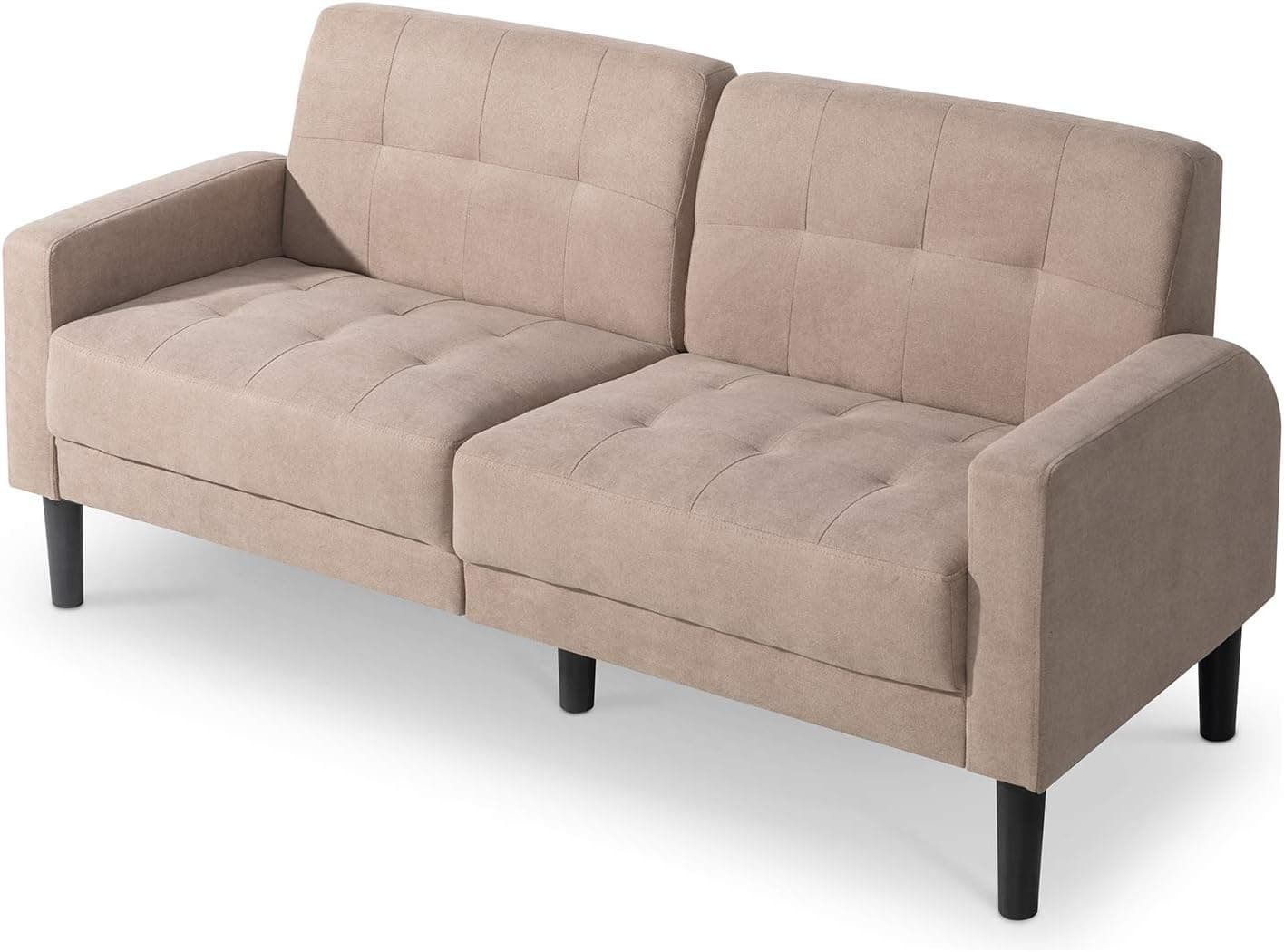 Vongarsig 63" Small Modern Loveseat Couch (Light Tan Brown)