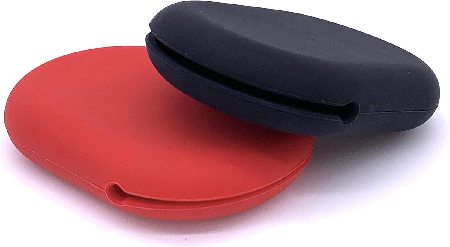 Silicone Universal Headphones Case - Set of 2 - Large Pouch Compatible with Beats by DRE, Powerbeats, All Earbuds, USB Cable, Keys, Smartwatch - Fits in Pocket & Purse - Red and Black