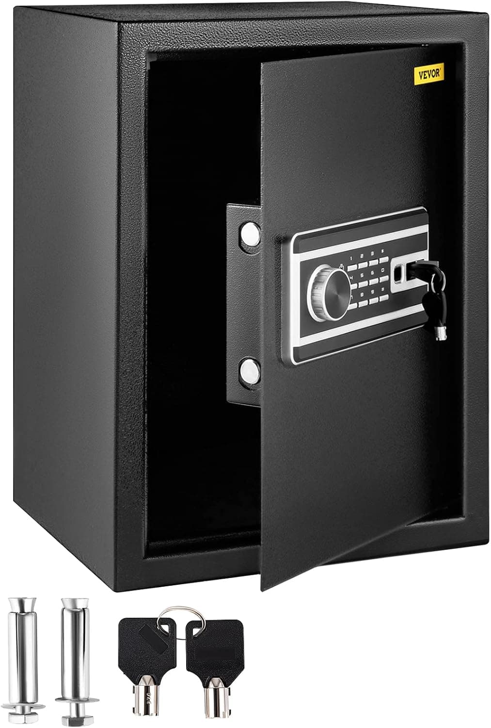 VEVOR Safe Box, 2.1 CU.FT Fingerprint Safe Box for Money w/ 2 Keys & Digital Keypad, Q235 Steel Safe Box for Storing Cash, Jewelry, Pistols, Documents, Watches in Home & Office & Hotel
