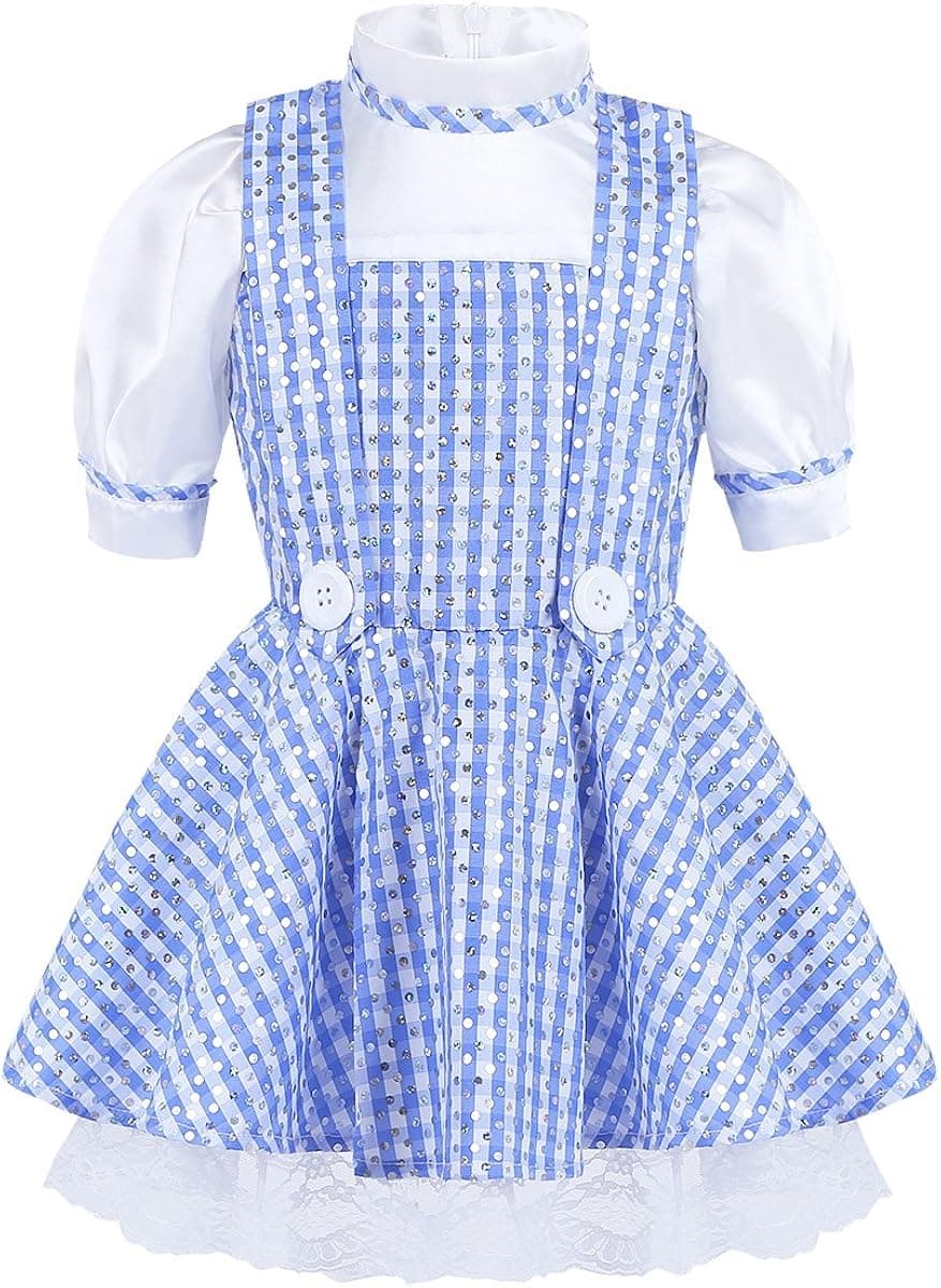 Alvivi Baby Girls Sequined Polka Dots Plaid Dress Halloween Outfits Kids Cosplay Party Fancy Dress Up