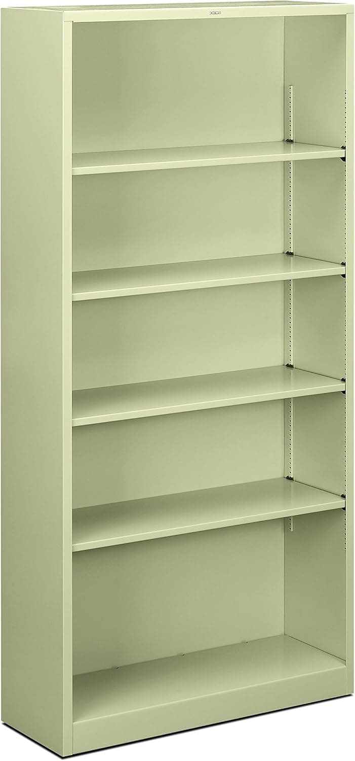 HON Brigade Metal Bookcase - 5-Shelf Bookcase, 34-1/2w x 12-5/8d x 72h, Putty (HS72ABC)