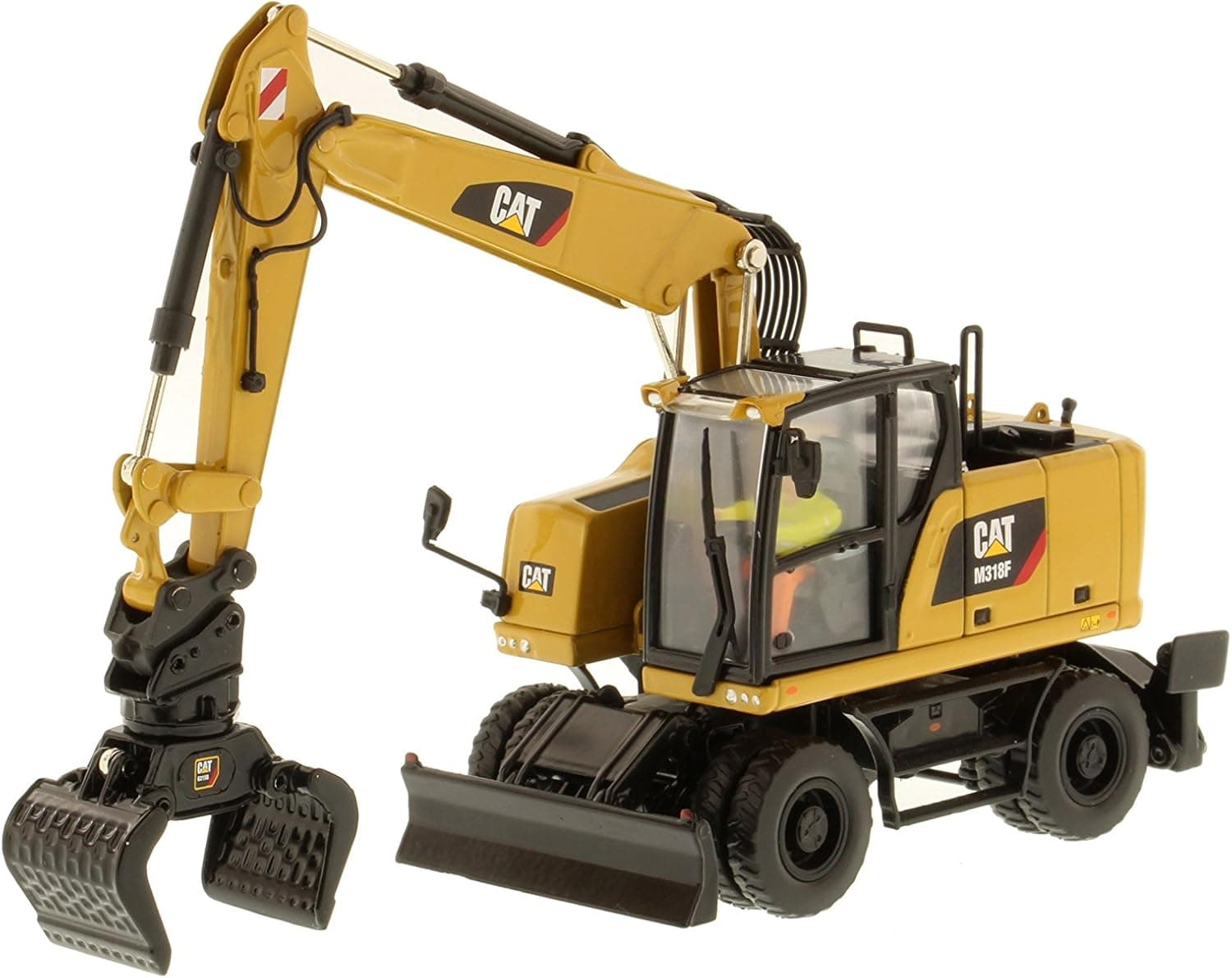 1:50 Caterpillar M318F Wheeled Excavator – High Line Series by Diecast Masters – 85508 (Comes with Interchangeable Work Tools, Grapple and Ditch Bucket)