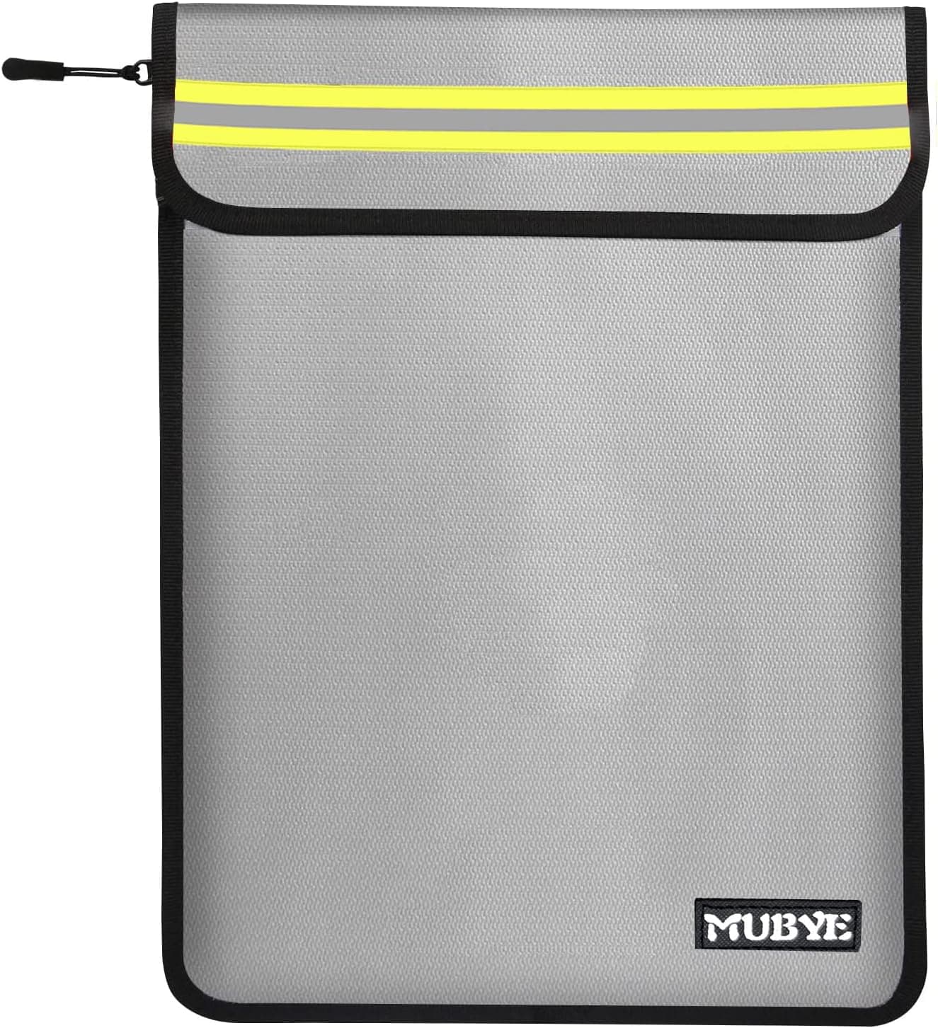 Fireproof Waterproof Money Document Bag - 15"x 11" Safe Zipper Bags with Reflective Strip, Fire & Water Proof Storage Organizer Pouch for Important Documents Holder,File,Cash,Passport,Tablet (Gray)