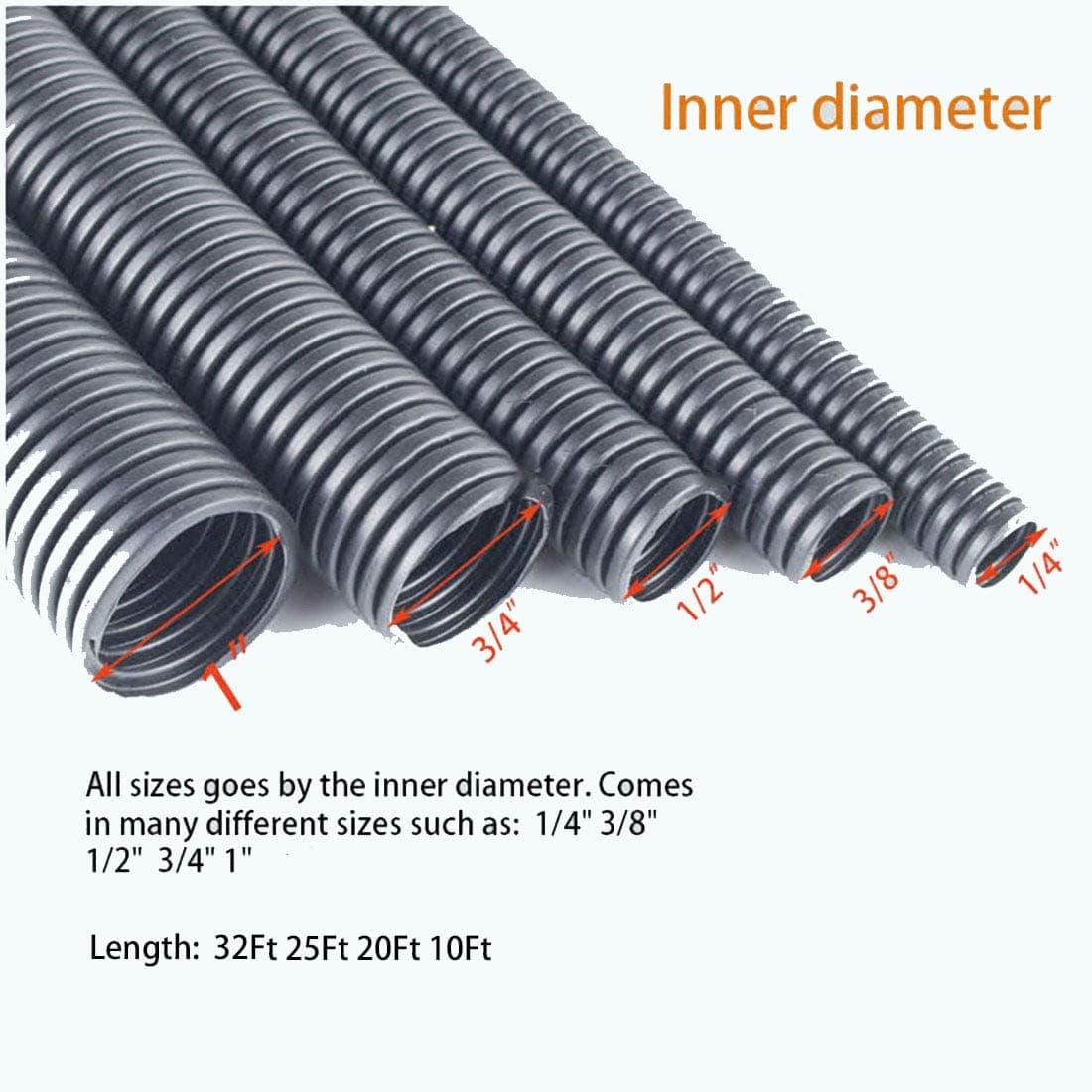 Wire Conduit Hose Wire Harness Wrap Cover Sleeve Conduit Wire Conduit Corrugated Tube Conduit PP Polyethylene Tubing Flexible Pipe Hose (20ft-3/8)