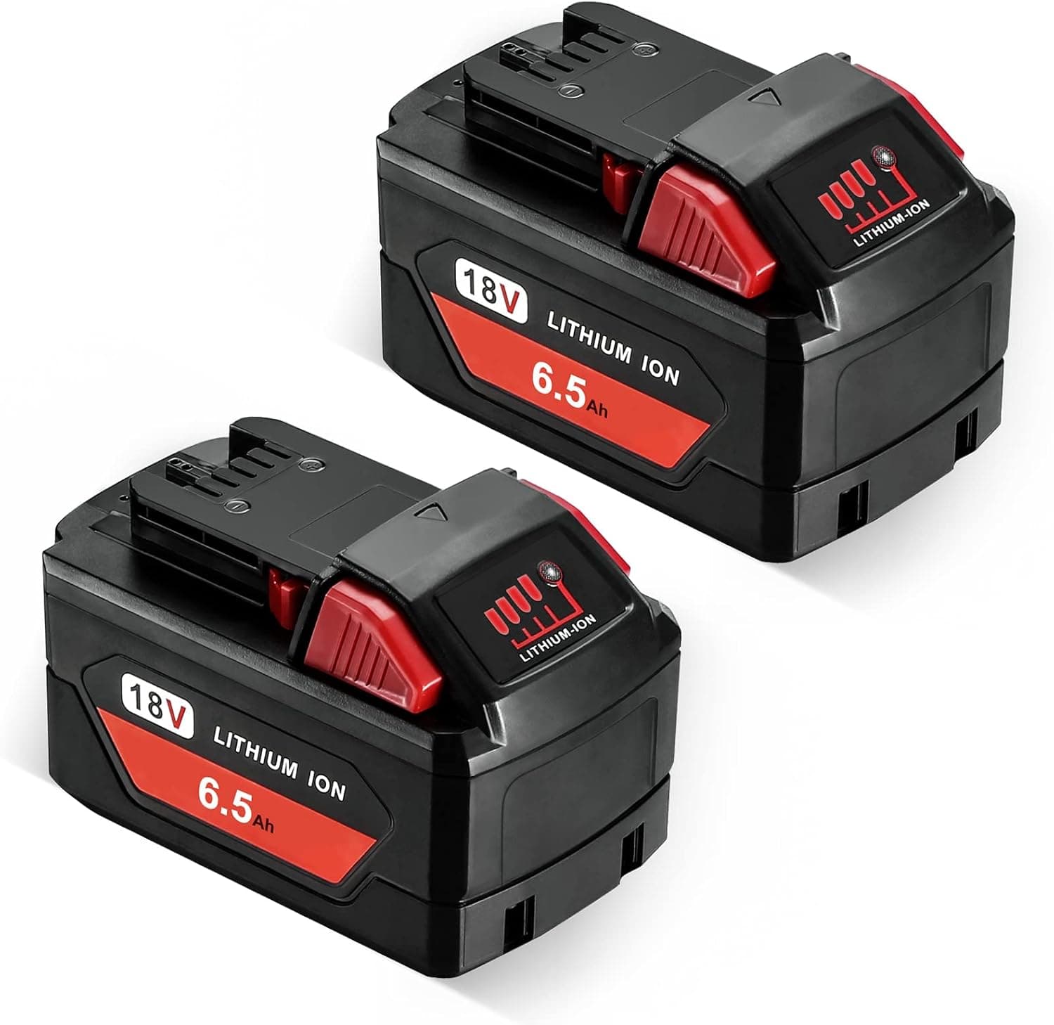 2Packs 6500mAh M18 Battery Compatible with Milwaukee 18V Battery for 48-11-1820 48-11-1850 48-11-1828 48-11-10 48-11-1815 48-11-1852 48-11-1822 48-11-1811 48-11-1840 Cordless Power Tools Batteries