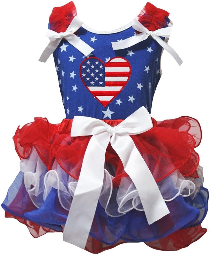 Petitebella USA Heart Shirt Petal Skirt Outfit Nb-8y