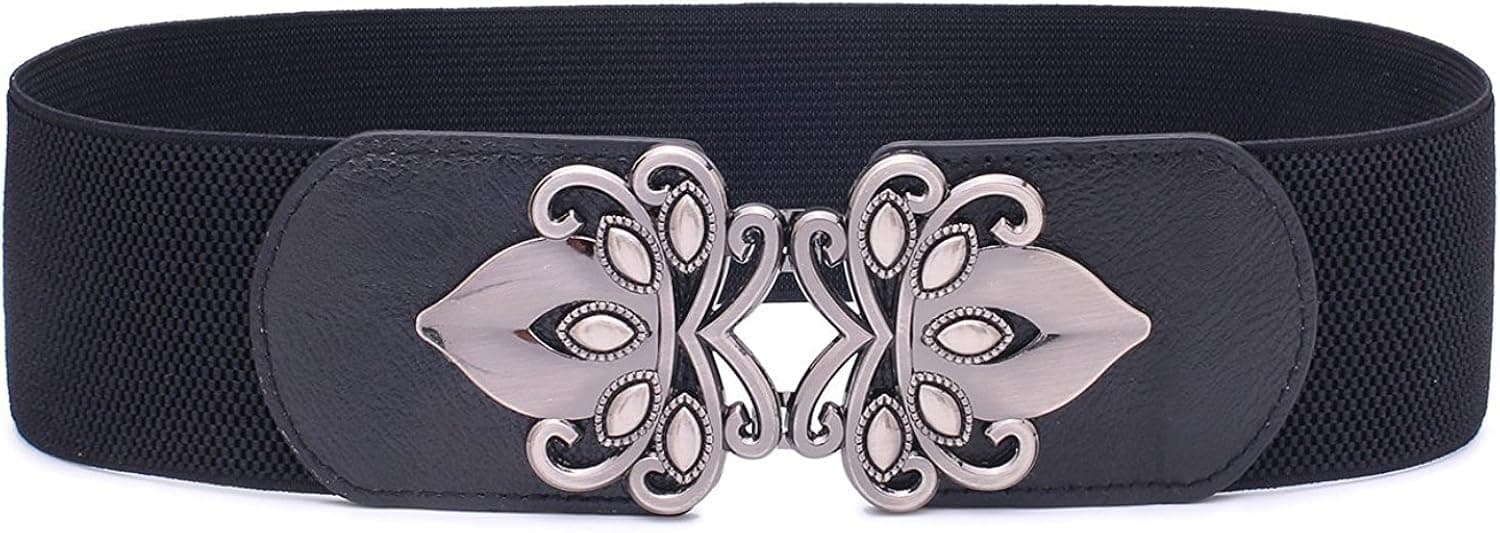Chicwe Women's Vintage Plus Size Waist Belt Elastic Stretch Black1 90