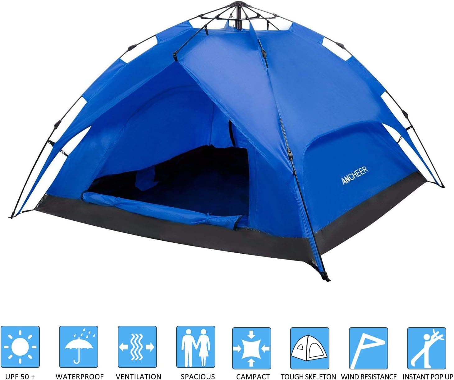 OUTCAMER YUEBO Instant Family Tent 2-3 Person Automatic Pop Up Tents Waterproof Backpacking Tent for Outdoor Sports Camping Hiking Travel Beach