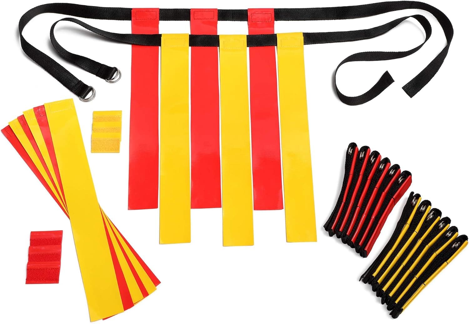 Flag Football Belts Adult - Durable 14 Player Flag Football Set of Belts and Flags Includes 3 Flags Per Belt Plus a Bonus 6 Replacement Flags (62 Piece Kit)