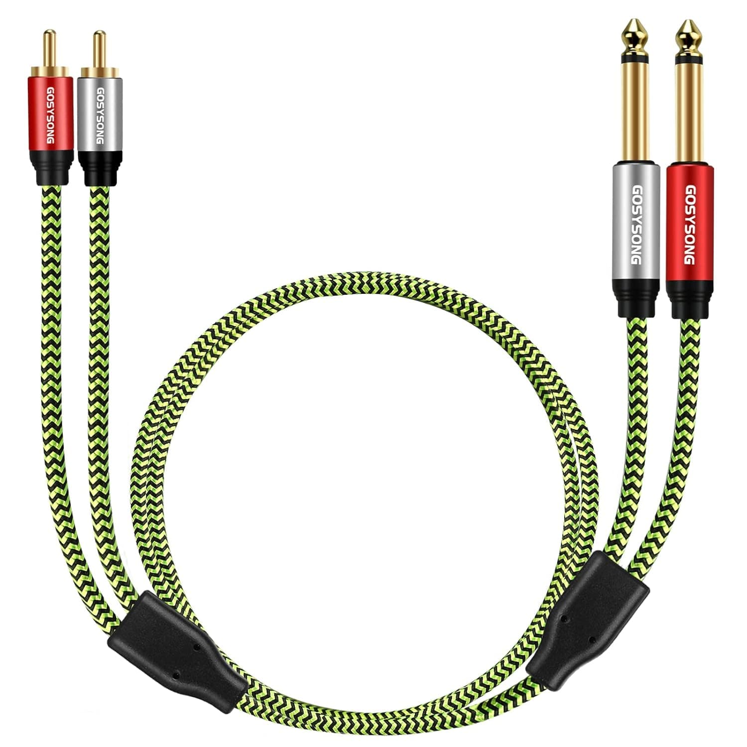 GOSYSONG RCA to 1/4 Cable 25ft, Dual RCA to Dual 1/4 inch TS RCA Cables, 1/4 to RCA Cable