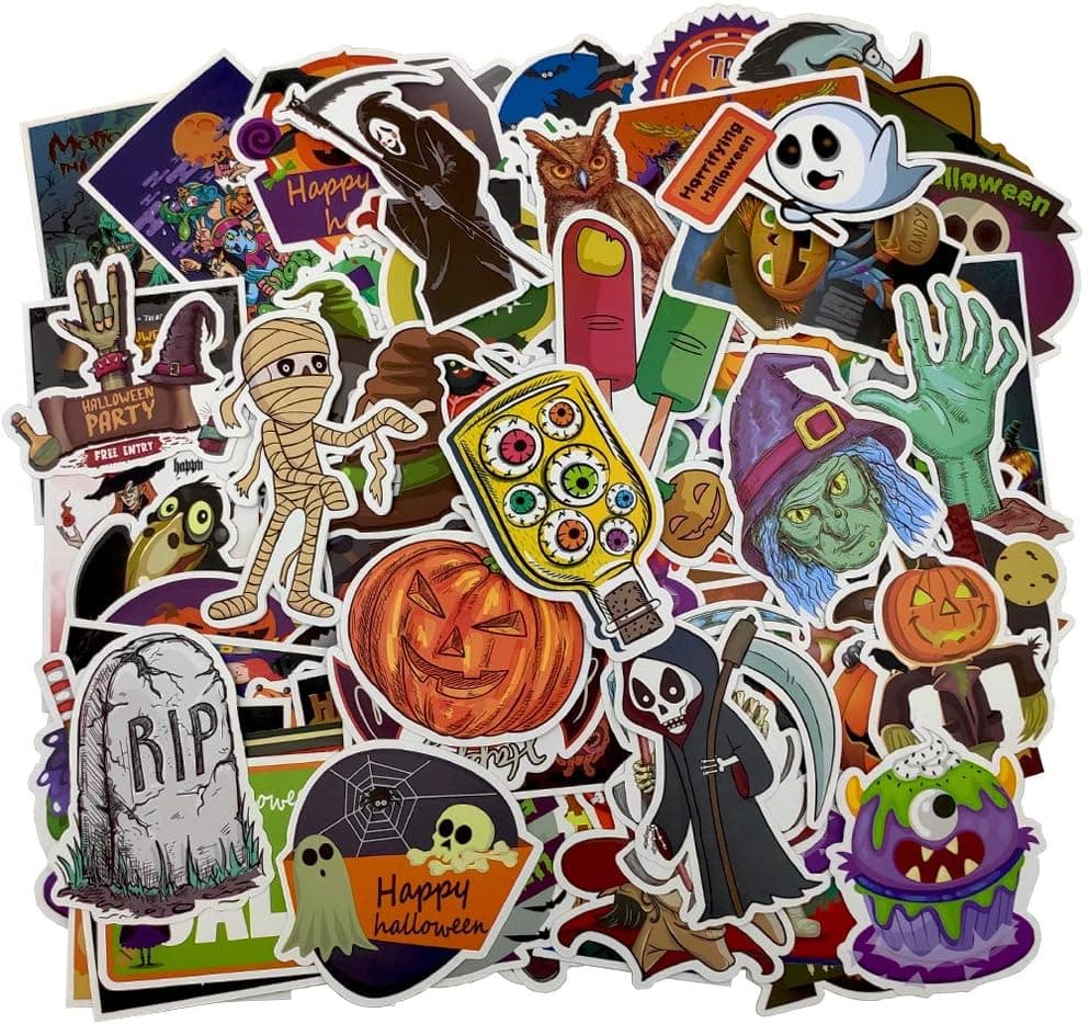 Baffo100 pcs Halloween Stickers for Halloween Decoration Motorcycle Laptop Pad MacBook Guitar Case Bicycle Skateboard Car Luggage Bumper Stickers Halloween Party Decoration