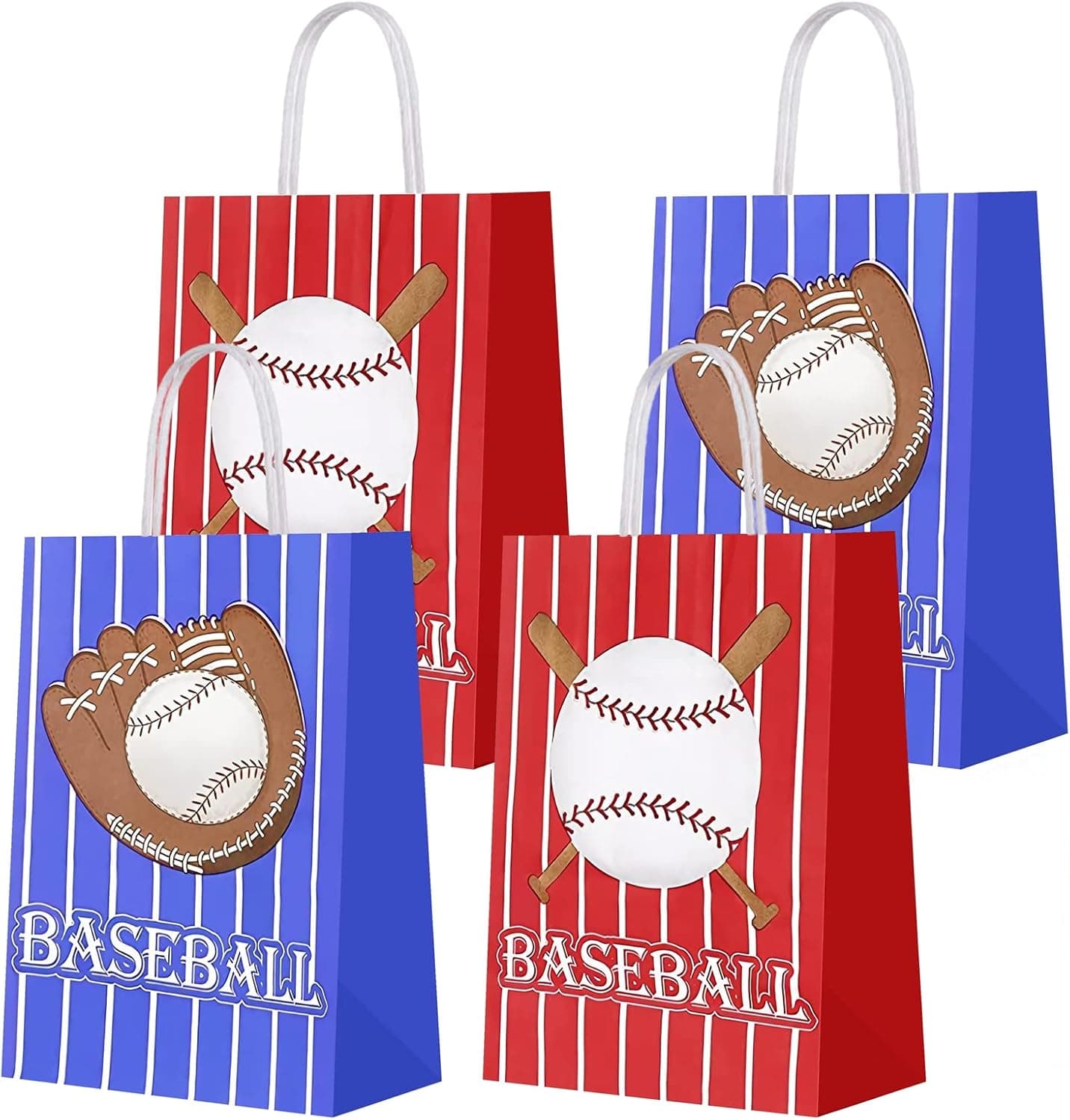 Baseball Party Favor Bags, 12PCS for Baseball Gift Bags Goodie Bags 210x150x80mm Gift Treat Goody Bags, Candy and Sweet Paper Bags for Birthday Party Supplies Decorations