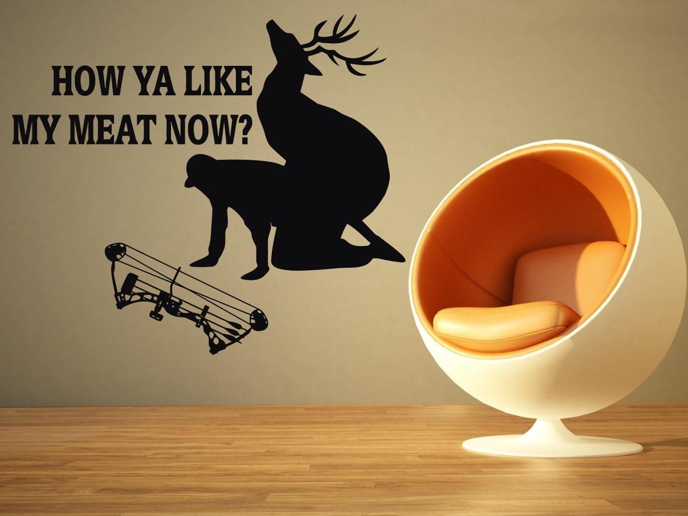 Wall Room Decor Art Vinyl Sticker Mural Decal Funny Hunter Deer Bow Large AS1390