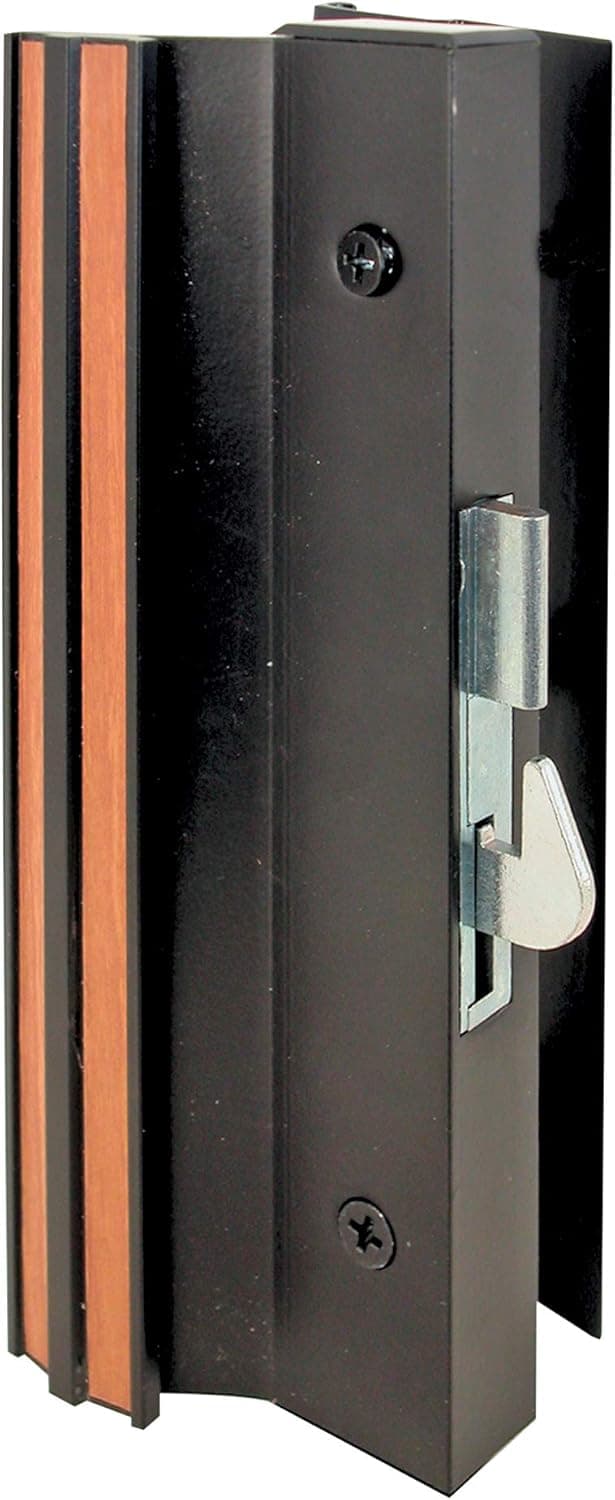 Prime-Line MP1001 Sliding Glass Door Handle, 4-15/16 in, Aluminum, Black, Hook Style, Surface Mount, (1 set)