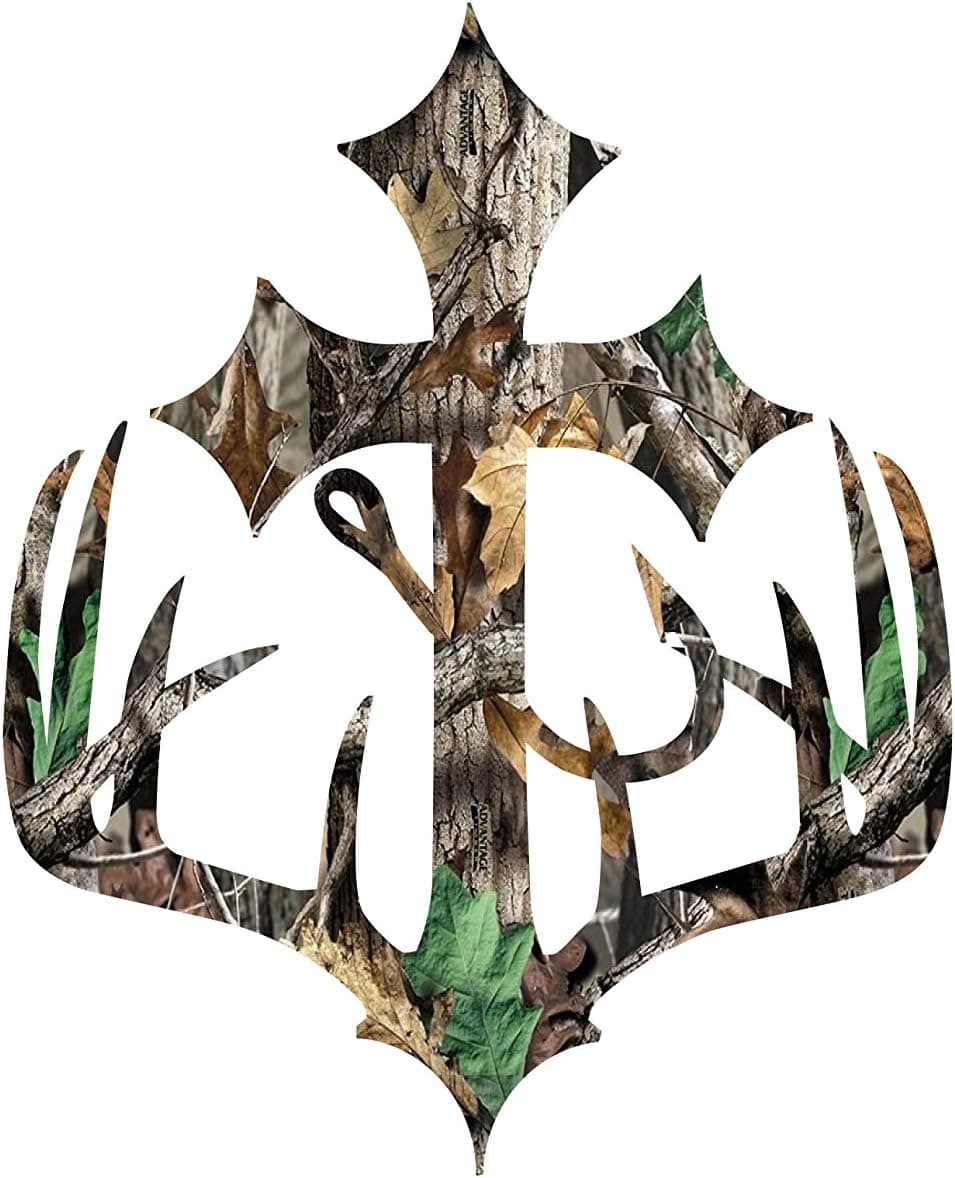 Cross Hunting Deer , Fish Hook Camo Decal