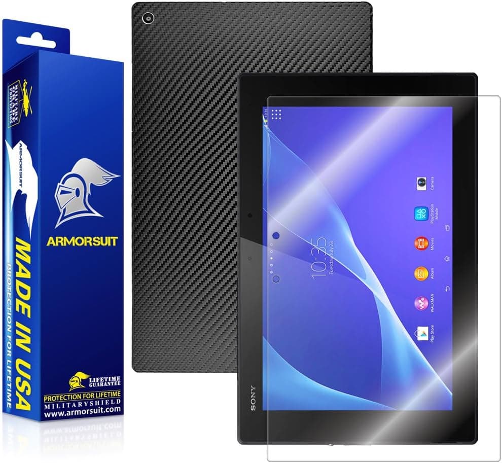 ArmorSuit MilitaryShield Black Carbon Fiber Skin Wrap Film + HD Clear Screen Protector for Sony Xperia Z2 Tablet - Anti-Bubble Film