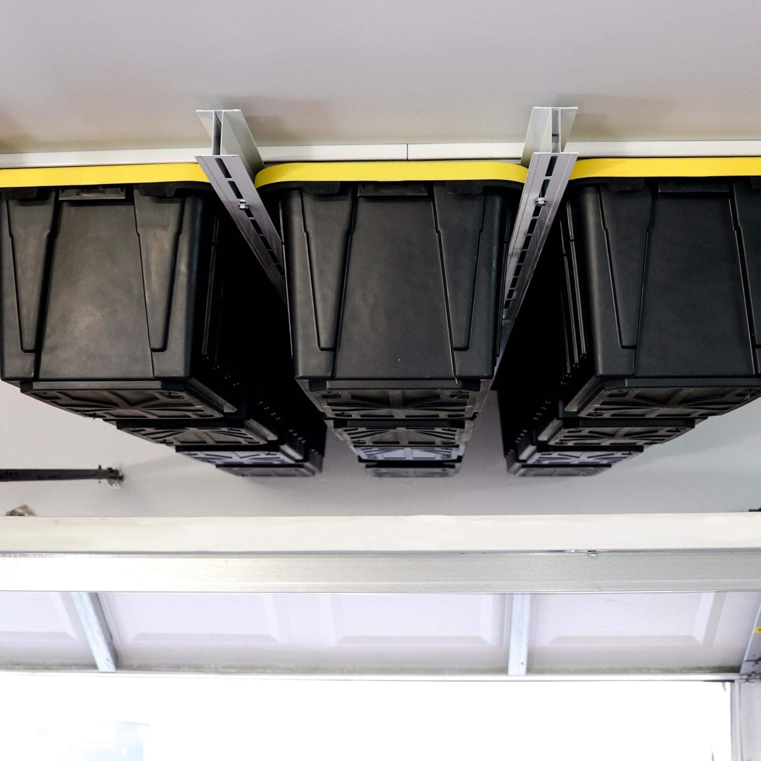 TSPro Overhead Tote Storage Rack and Organization System Holds up to +12 Totes/450 lbs (Totes Not Included) White (Tote Slide)