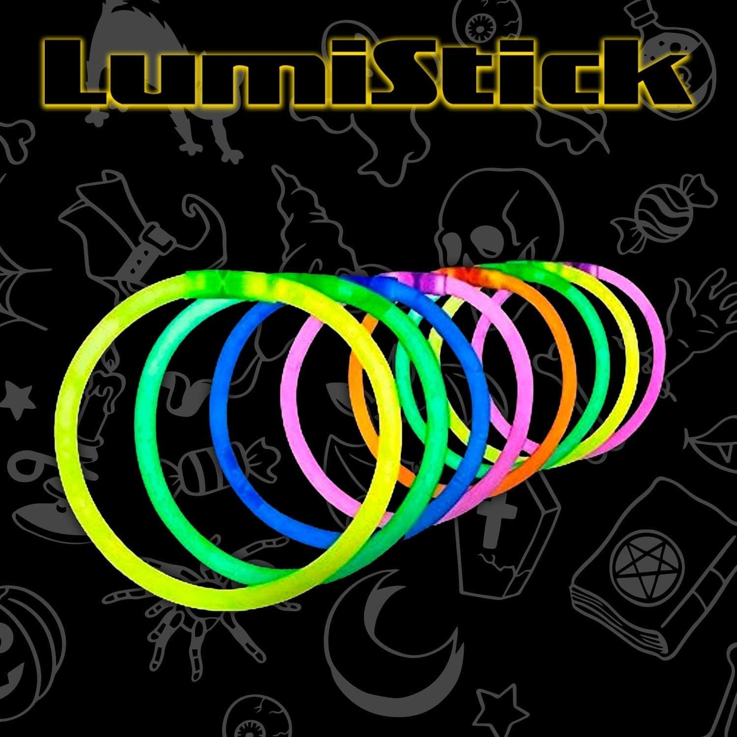 Lumistick 8 Inch 300 Glow Sticks Bulk Party Favors with Connectors | Light Sticks Neon Party Glow Necklaces and Glow Bracelets | Glow in The Dark Party Supplies (Assorted, 300 Glow Sticks)