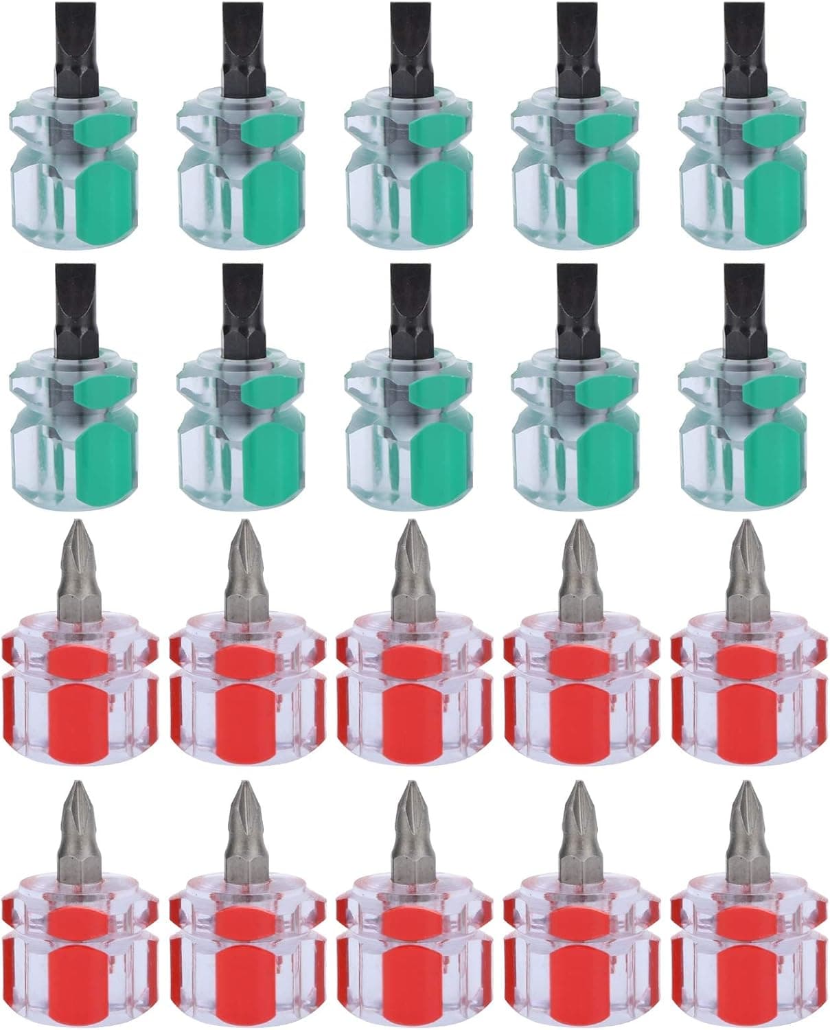 20Pcs Sewing Machine Screwdriver, Stubby Mini Screwdriver Slot Mini Stubby Screwdriver Tool Kits for Dismantle and Repair, One Flat Head and One Phillips