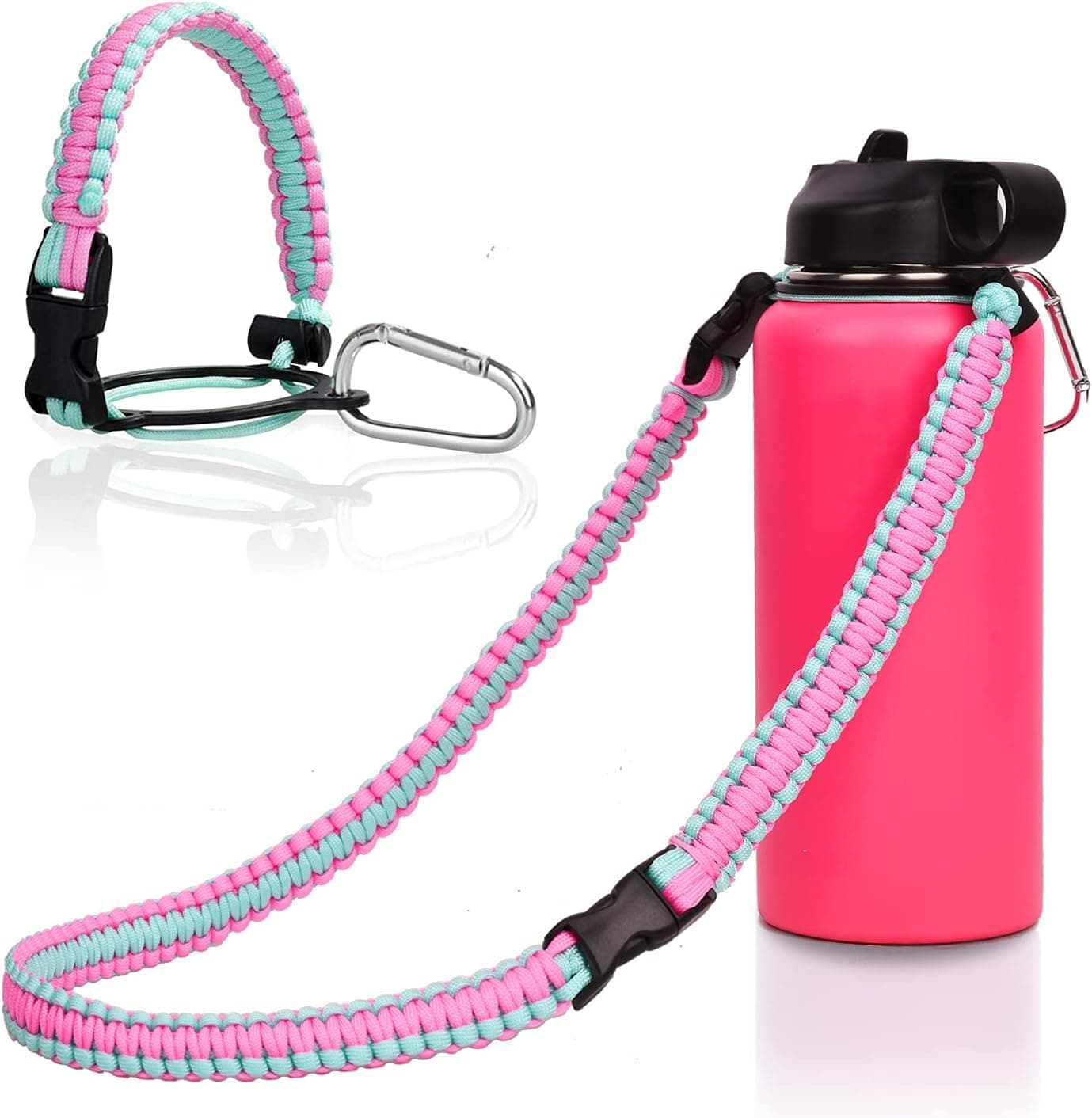 Wongeto Paracord Handle Shoulder Strap,Compatible with Hydro Flask Wide Mouth Water Bottles 12oz - 64 oz（(Not Compatible for The New Hydro Flask 2.0), Bottle Strap for Walking Hiking Camping