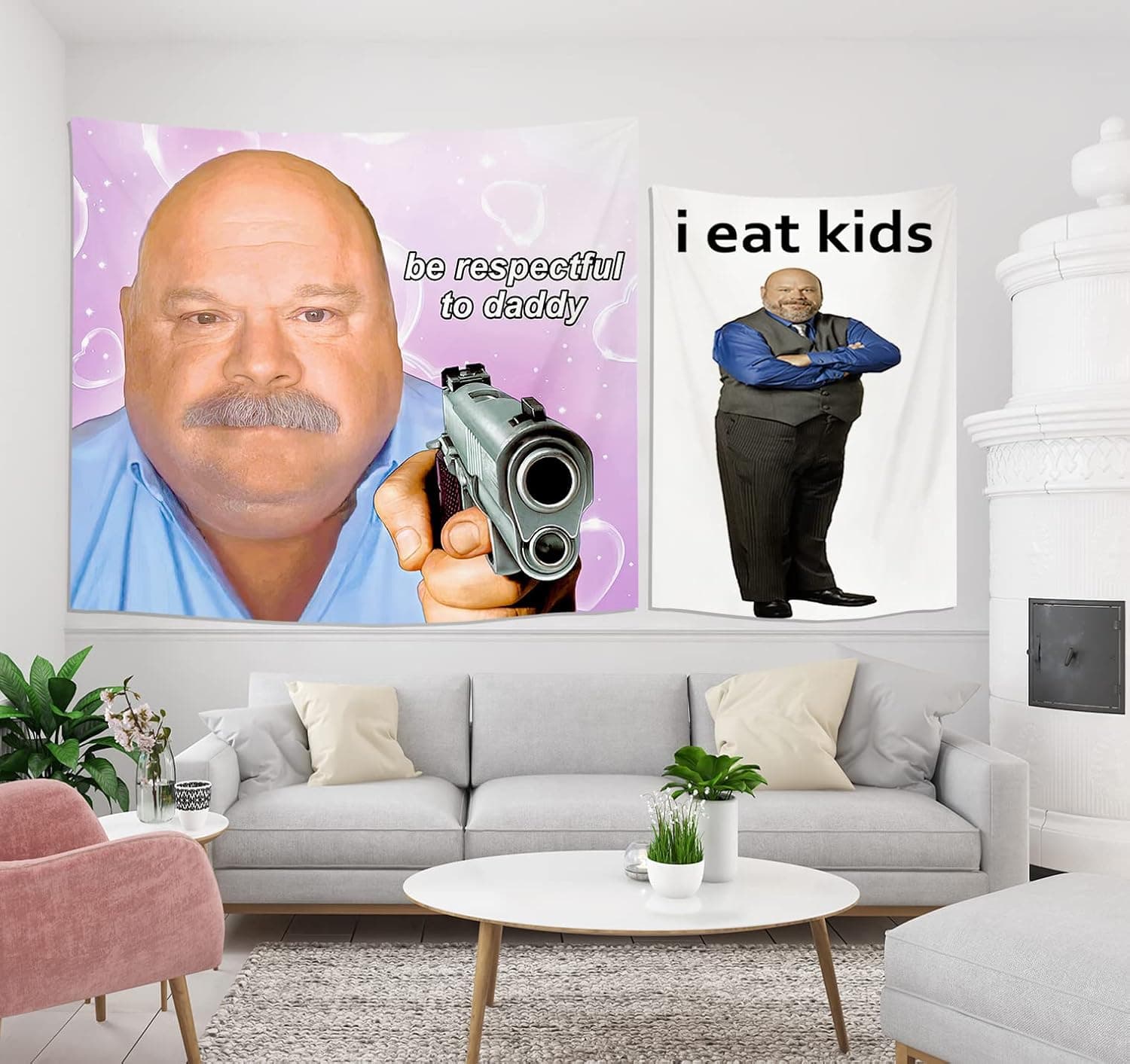 ETSKOM 2-Piece Set Bertram Tapestry Meme Tapestry, Funny Vertical Tapestry for Bedroom and College Dorm Decor 59 * 51in+27 * 39in