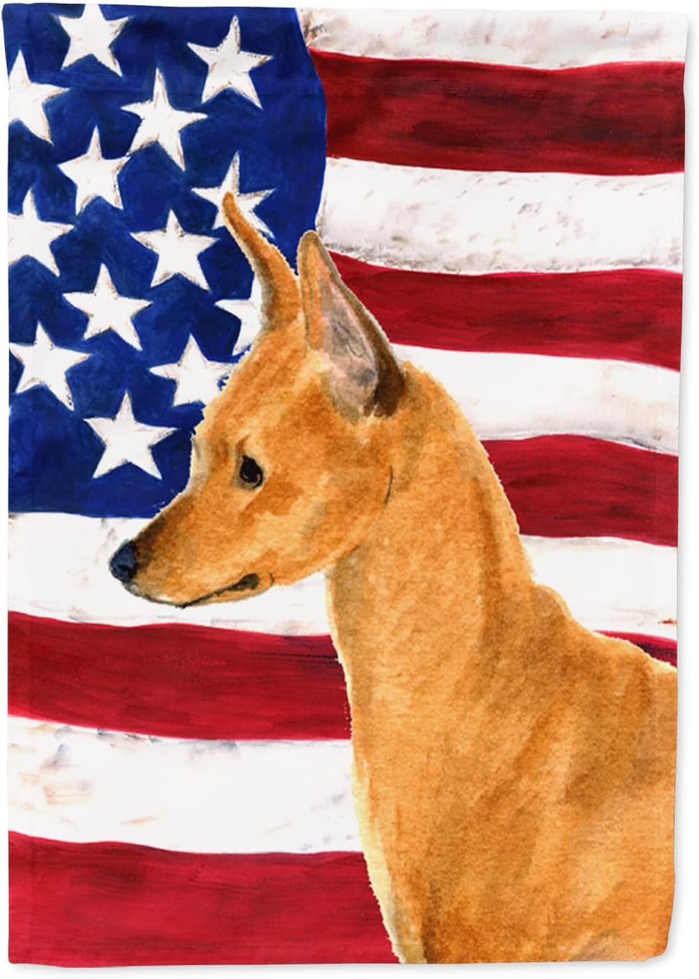 Caroline's Treasures SS4222GF USA American Flag with Min Pin Flag Garden Size, Mailbox Flag or Decorative Yard Flag Banner Outside Patio Artwork for your Yard or Flower Beds,