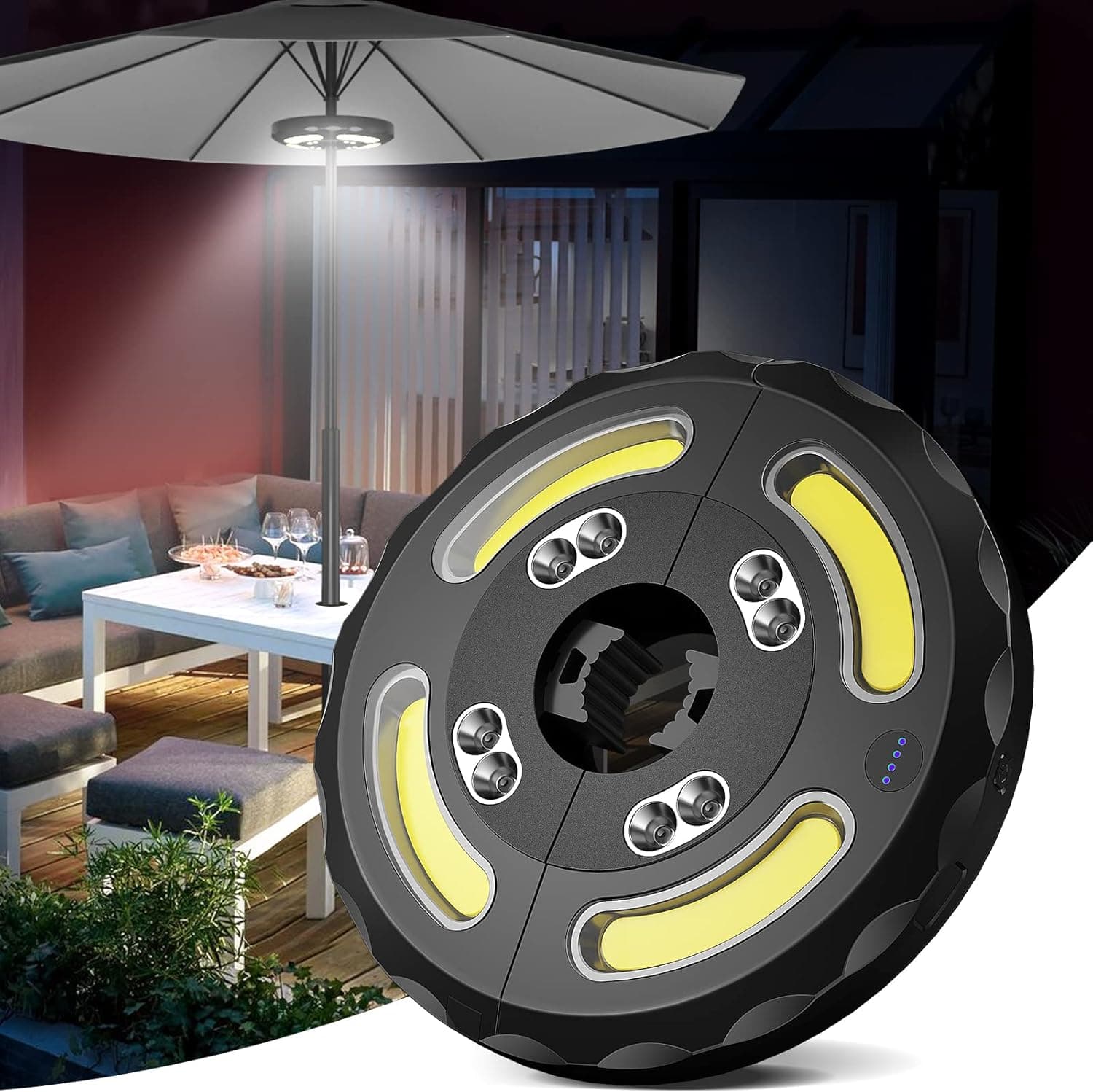 Patio Umbrella Lights, Rechargeable Linkax LED Lights 3 Lighting Modes Cordless, Umbrella Pole Light for Patio Umbrellas, Camping Tents or Outdoor Use