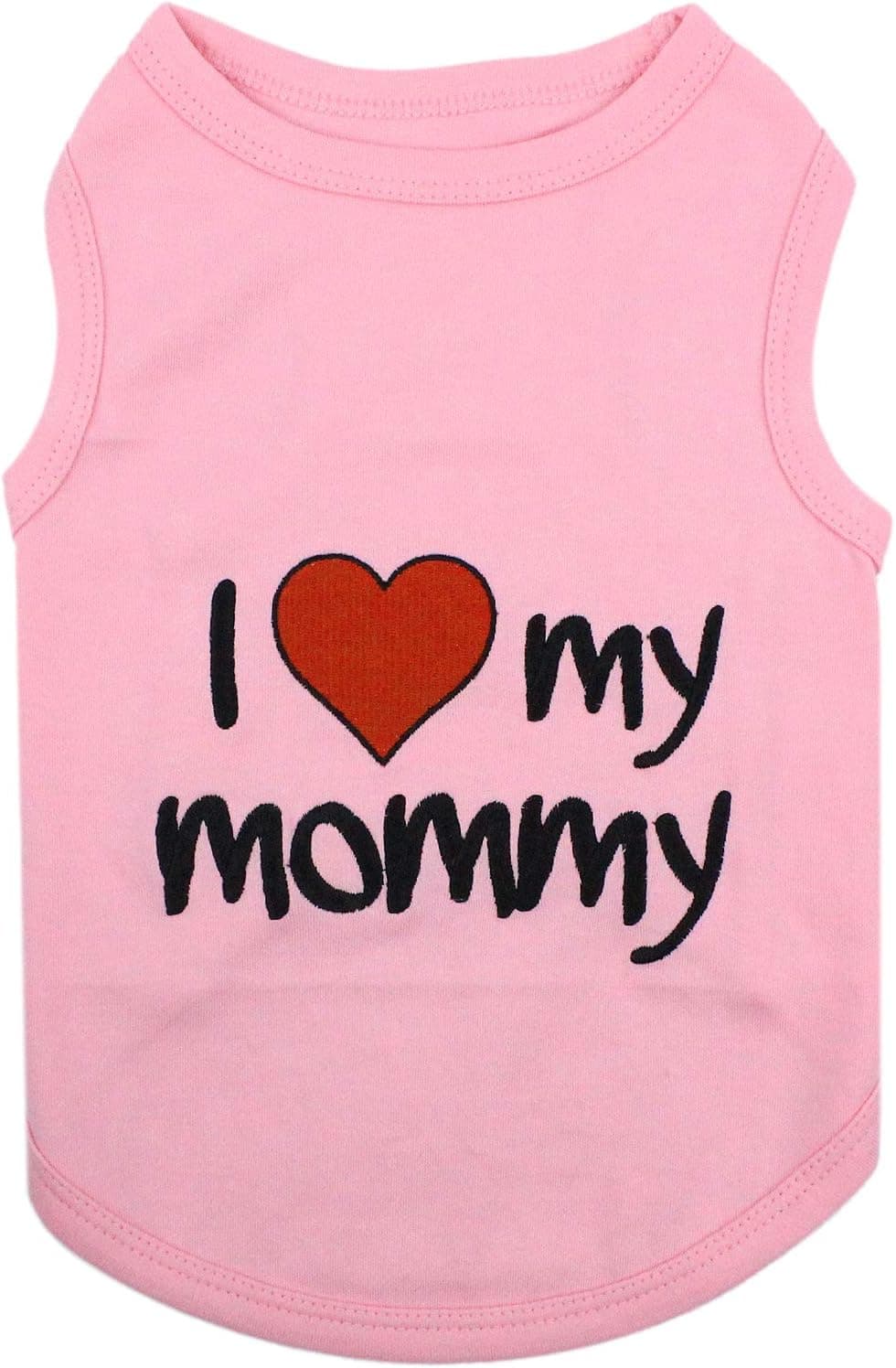 Parisian Pet Dog Cat Clothes Tee Shirts I Love Mommy Pink T-Shirt, 4XL