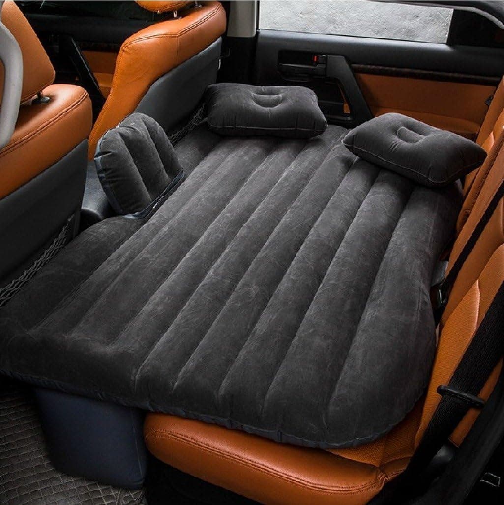 FBSPORT Car Travel Inflatable Mattress Air Bed Cushion Camping Universal SUV Extended Air Couch with Two Air Pillows (Gray.)