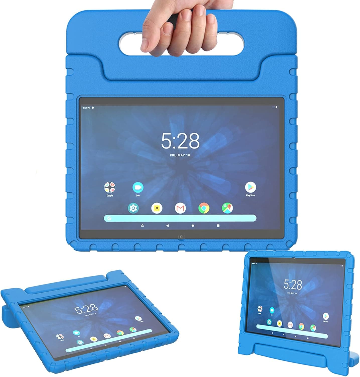AVAWO Kids Case for Android Onn 10.1” 2019 (JUST FIT Model: ONA19TB003, NOT for 2020), Light Weight Shock Proof Handle Stand Case for Onn 10.1 inch Android Tablet (Just fit 2019), Blue