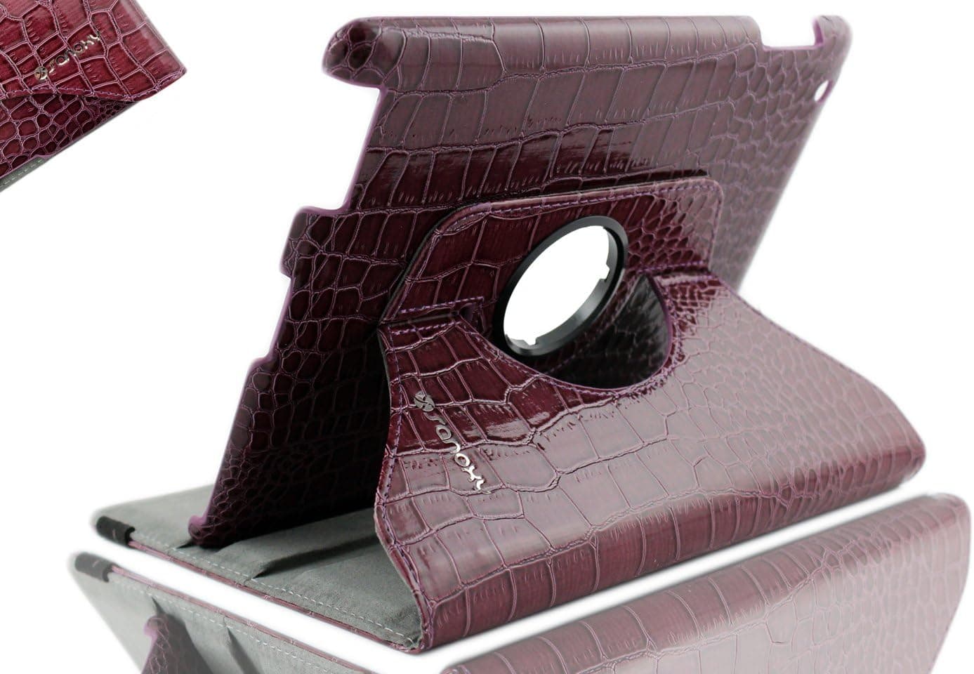 Sanoxy 360 Degrees Rotating Stand Leather Case Luxury Crocodile Pattern, Purple (SANOXY_IPAD2-CROCOPPL)