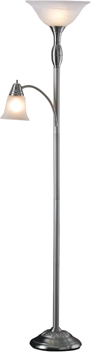 Normande Lighting JM1-778D Mother Daughter 71-Inch Torchiere Floor Lamp with 40-Watt Adjustable Reading Lamp