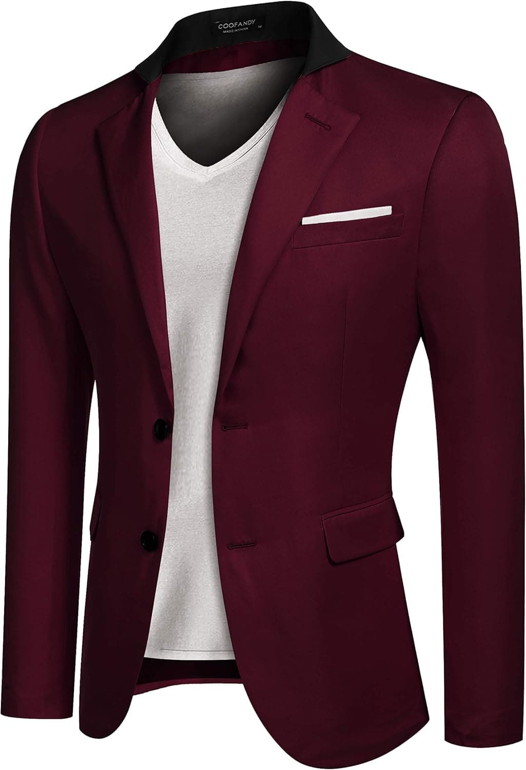 Coofandy Men's Casual Dress Suit Slim Fit Stylish Blazer Coats Jackets, Size Large, Wine Red